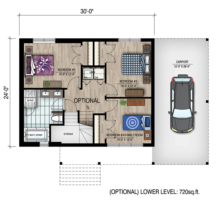 Floor Plan Basement of Bungalow Plan #158-1319