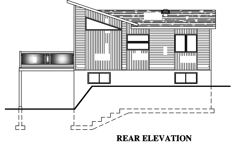 Home Plan Rear Elevation of this 4-Bedroom,720 Sq Ft Plan -158-1319
