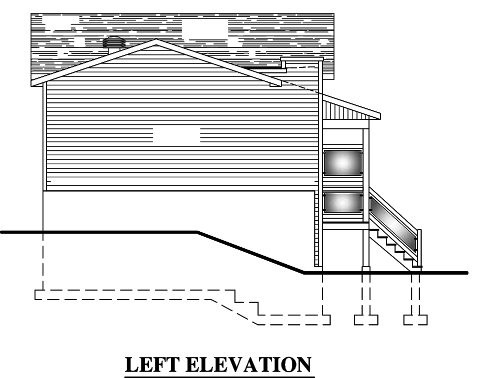 Home Plan Left Elevation of this 4-Bedroom,720 Sq Ft Plan -158-1319