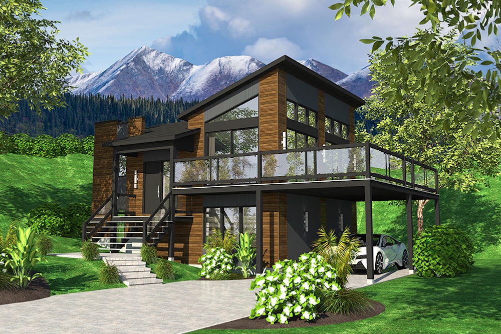 Contemporary Bungalow home (ThePlanCollection: House Plan #158-1319)