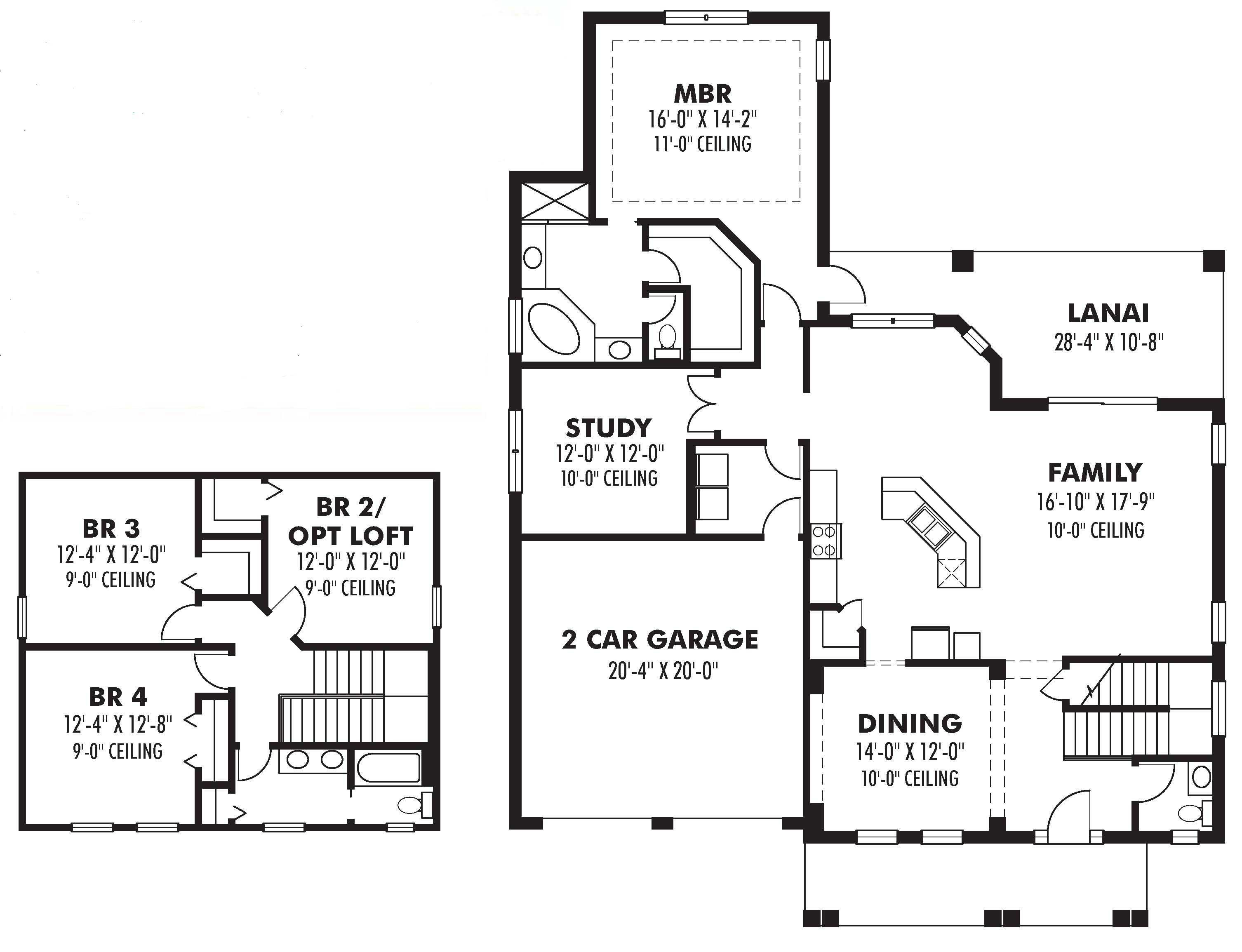 Floor Plan First Story of Country Plan #159-1000