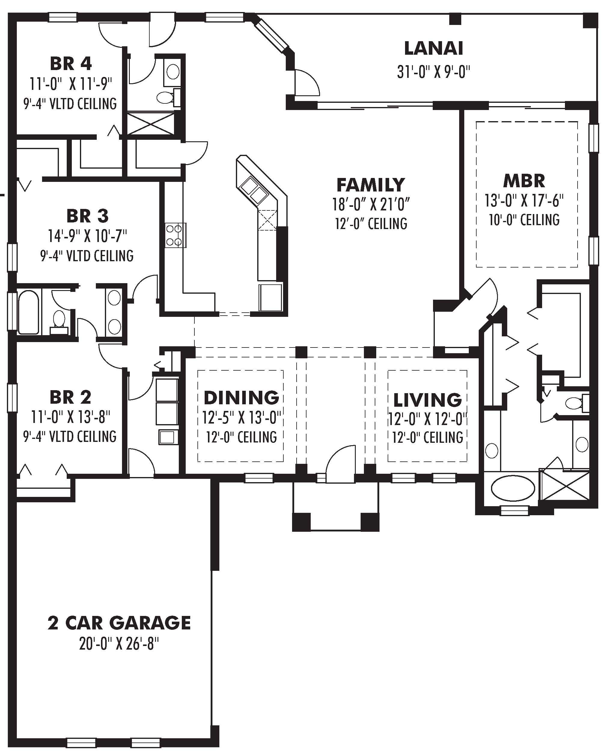 Floor Plan First Story of Mediterranean Plan #159-1001