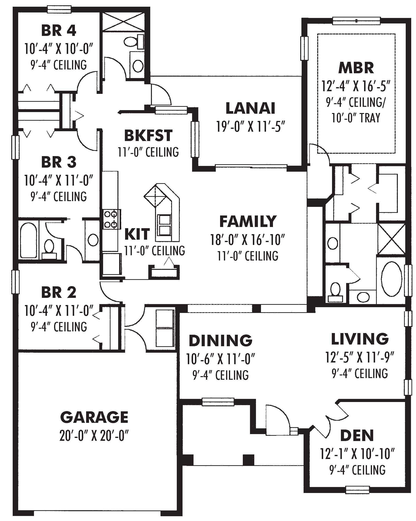 Floor Plan First Story of French Plan #159-1002