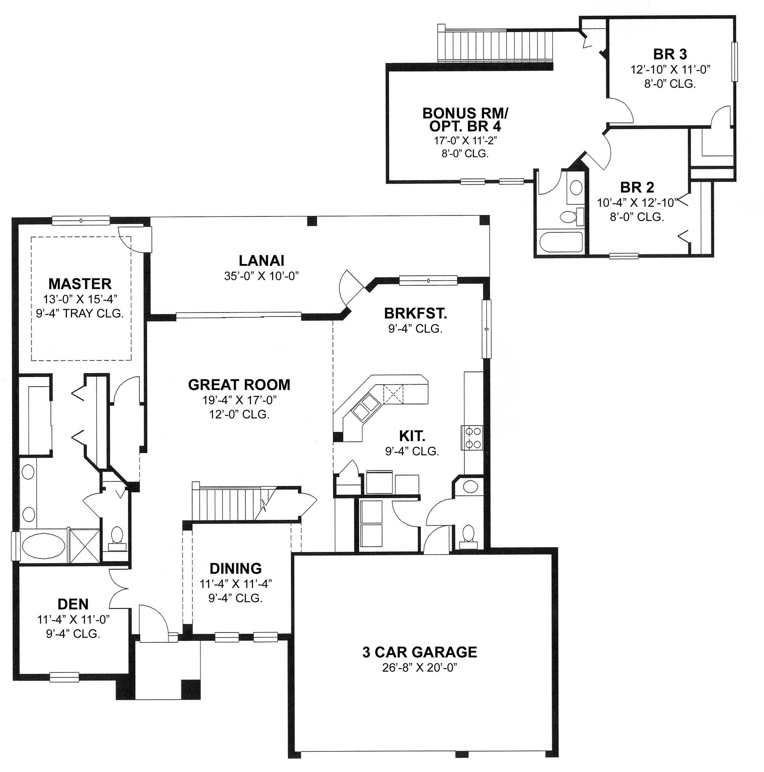 Floor Plan First Story of Country Plan #159-1003