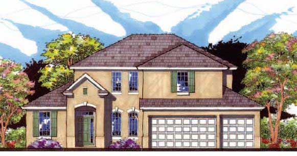 This is the front elevation for these European Home Plans.