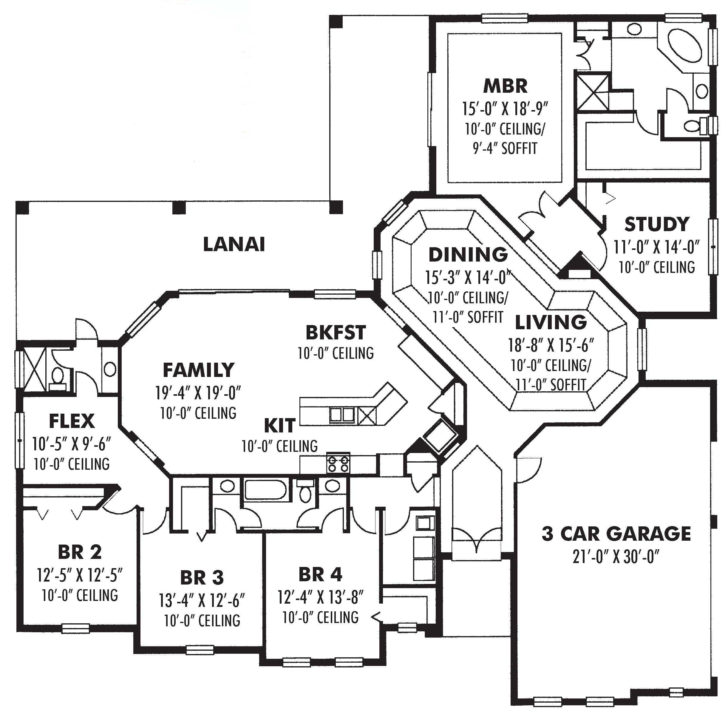Floor Plan First Story of European Plan #159-1008