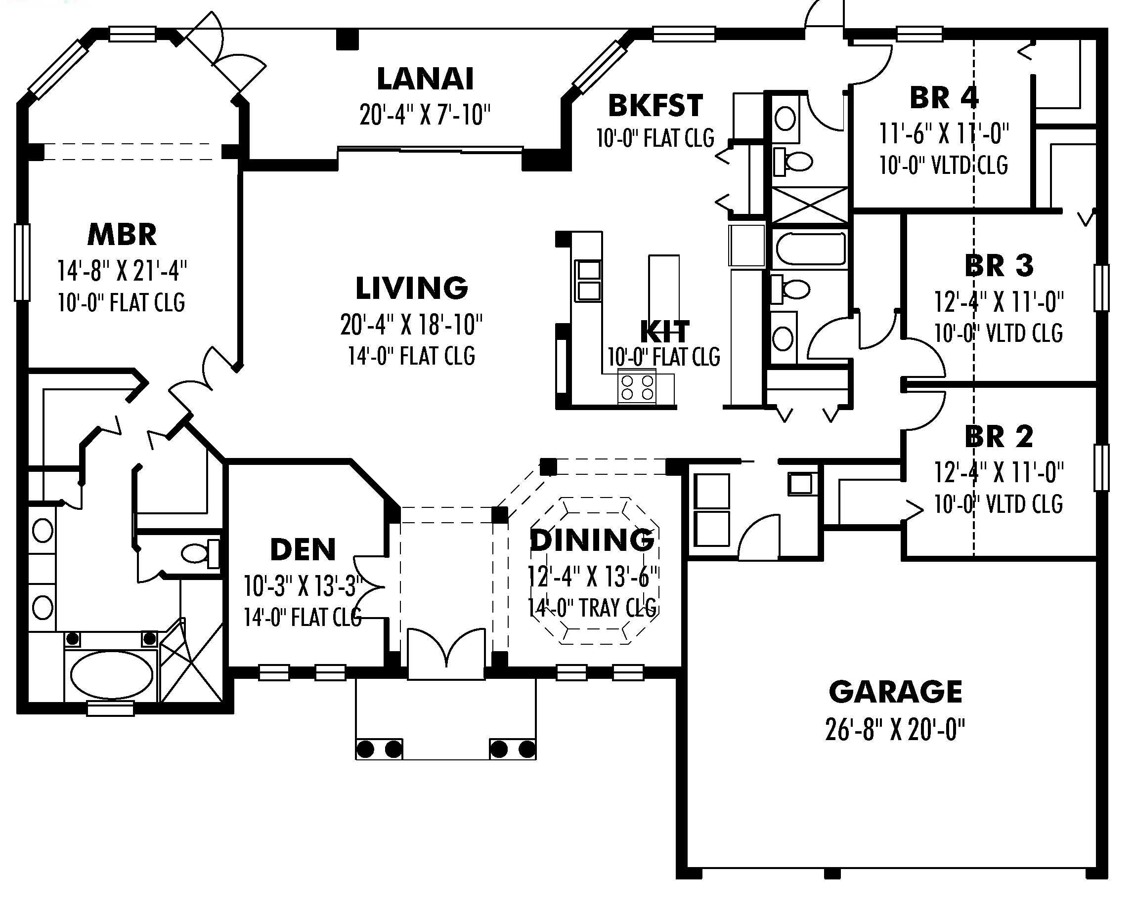 Floor Plan First Story of Country Plan #159-1010