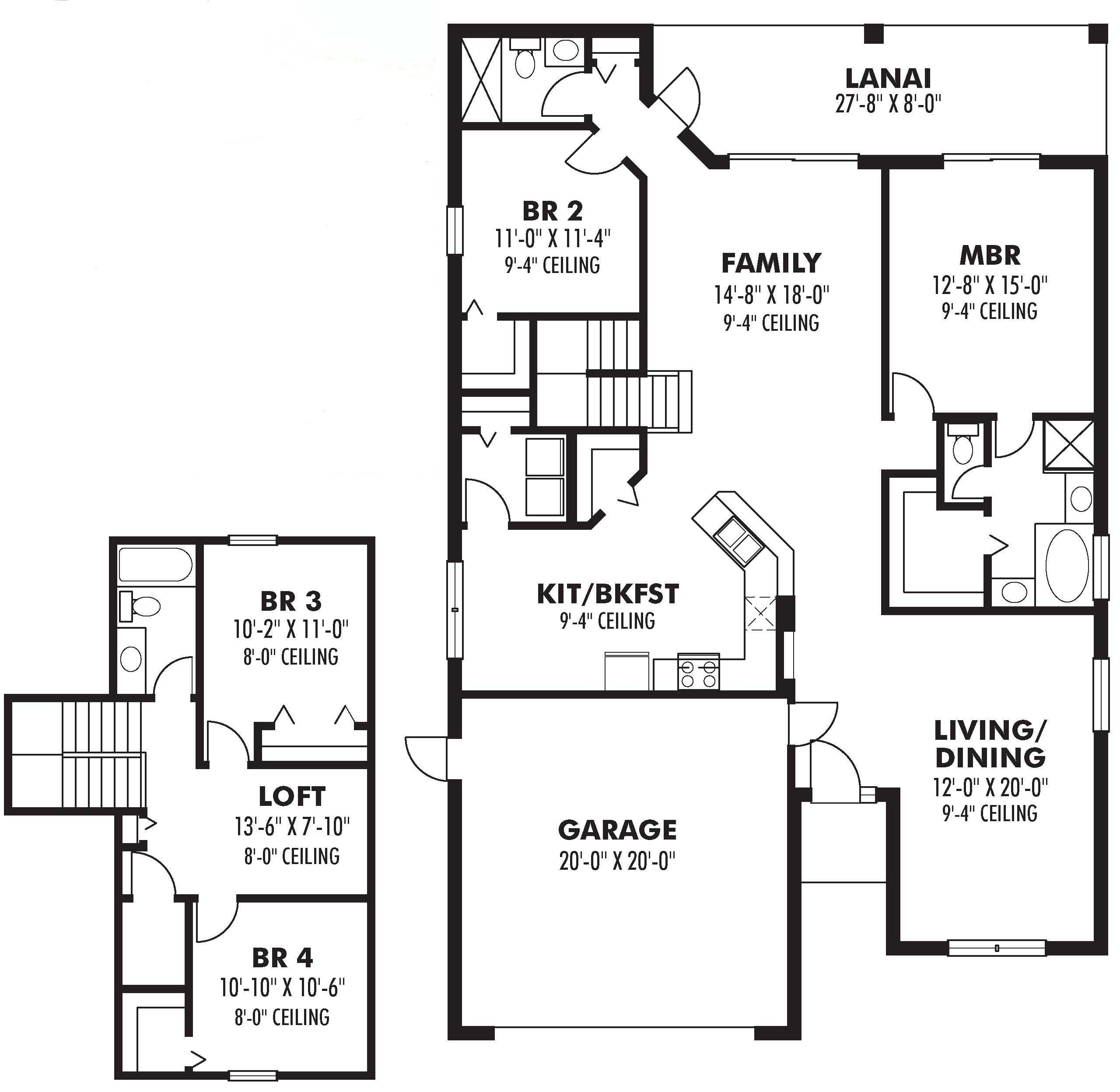 Floor Plan First Story of Craftsman Plan #159-1011