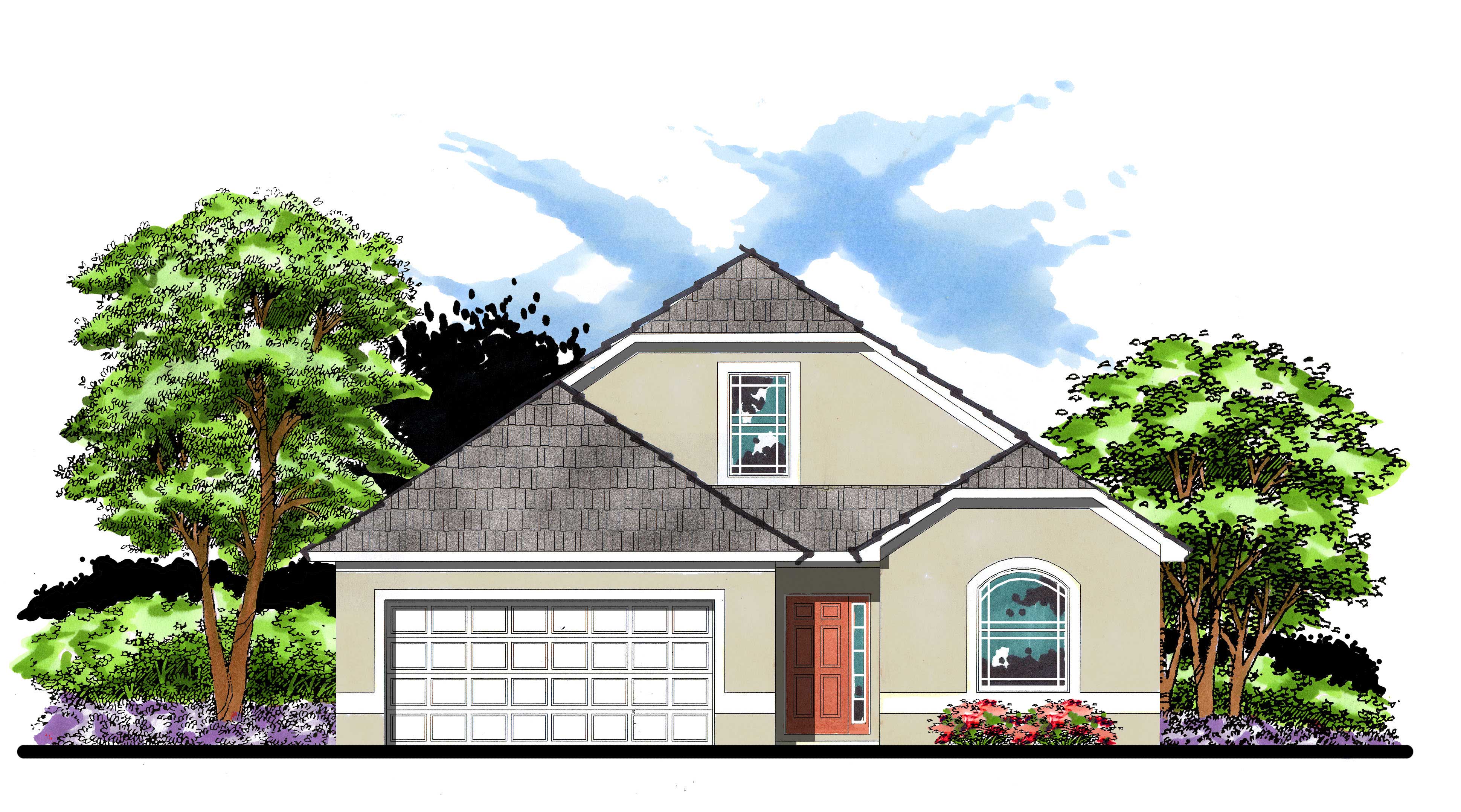 This is the front elevation for these Craftsman Home Plans.