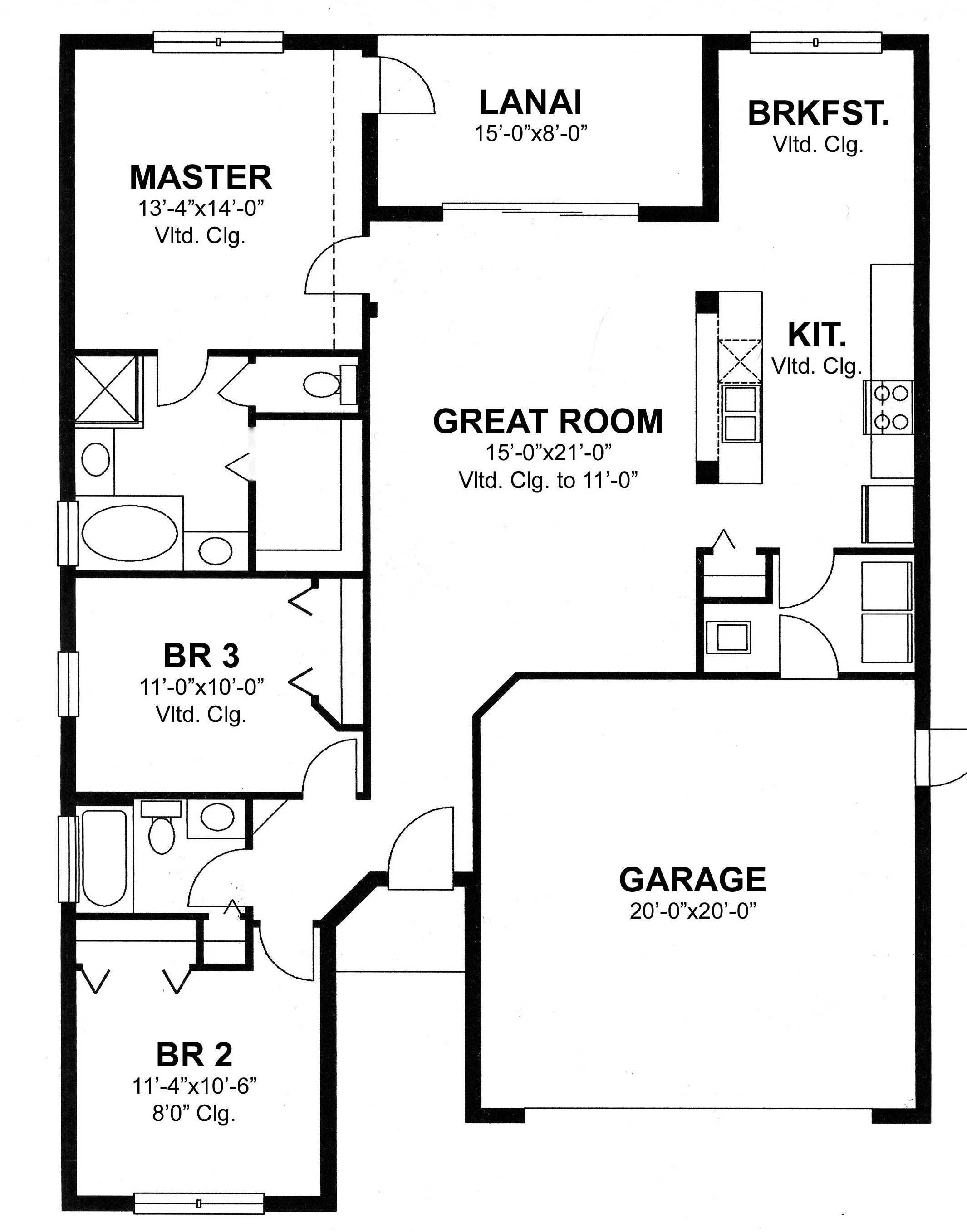 Floor Plan First Story of European Plan #159-1012