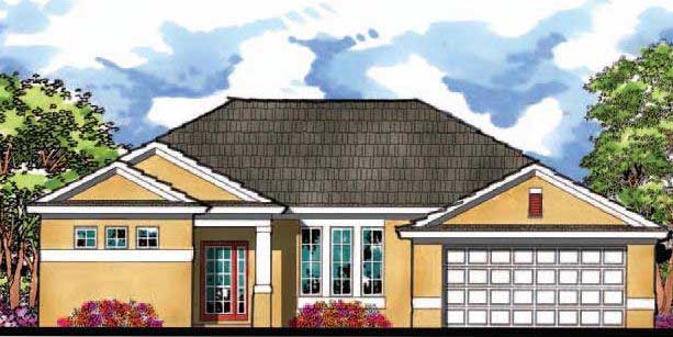 This is the front elevation for these Ranch Home Plans.