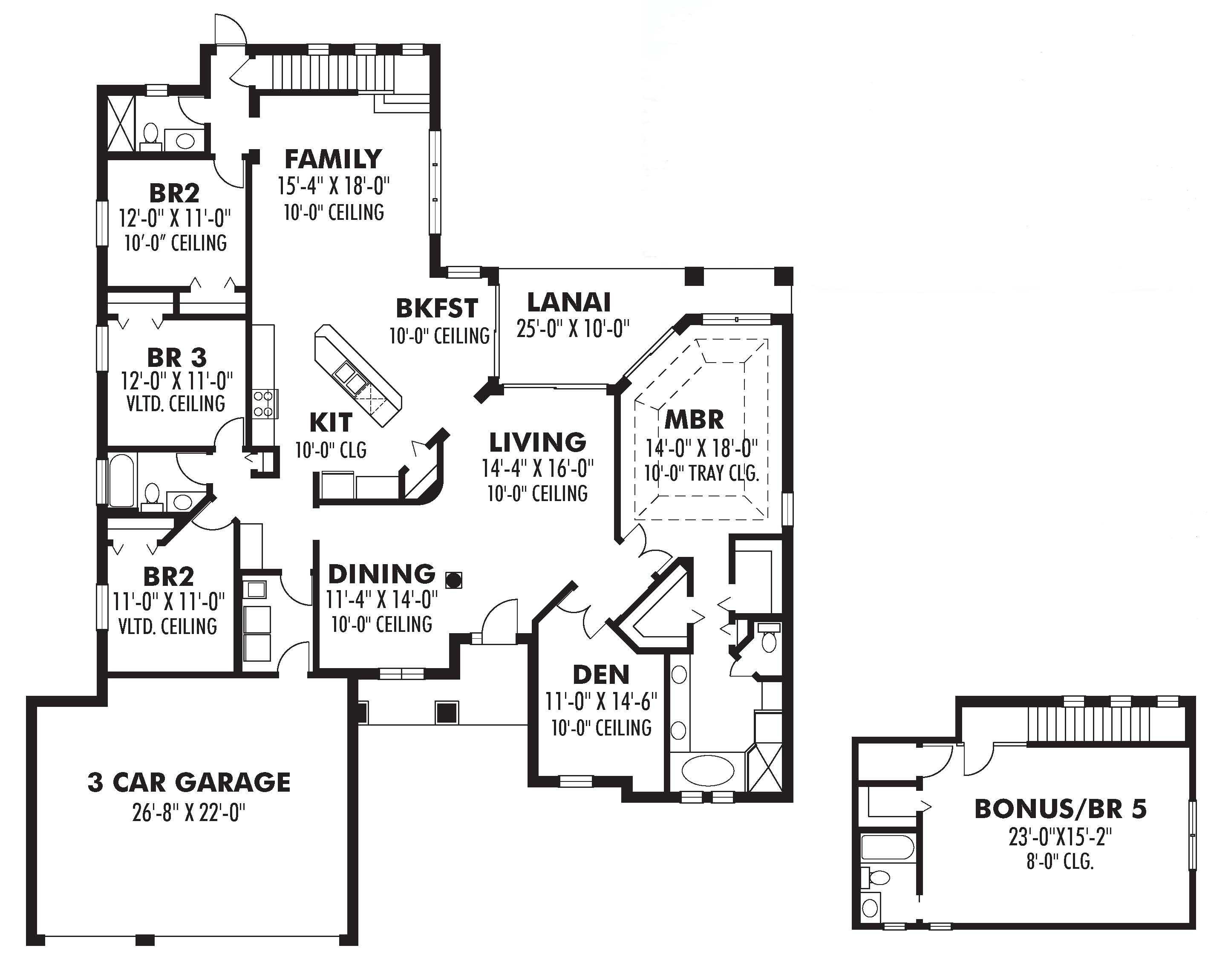 Floor Plan First Story of European Plan #159-1016