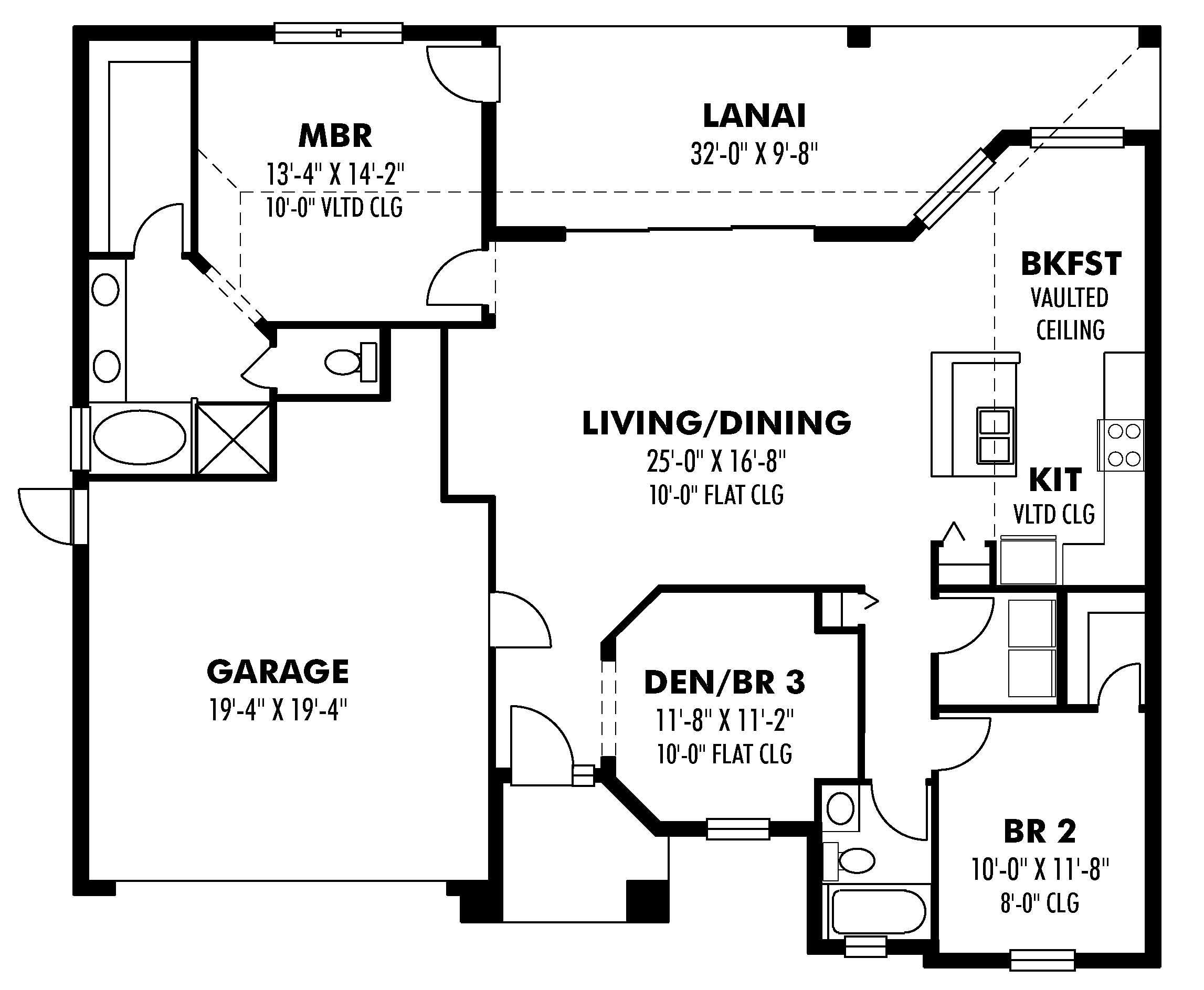 Floor Plan First Story of European Plan #159-1018