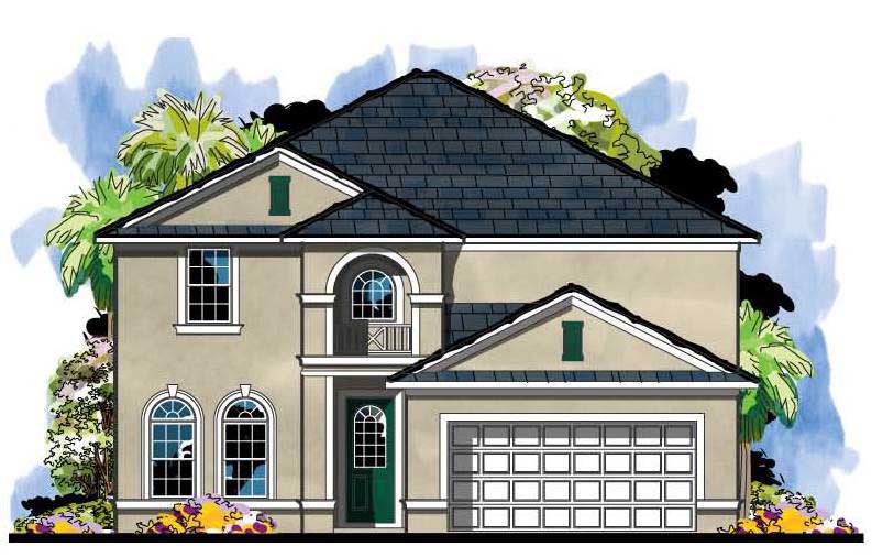 This is the front elevation for these Mediterranean Home Plans.