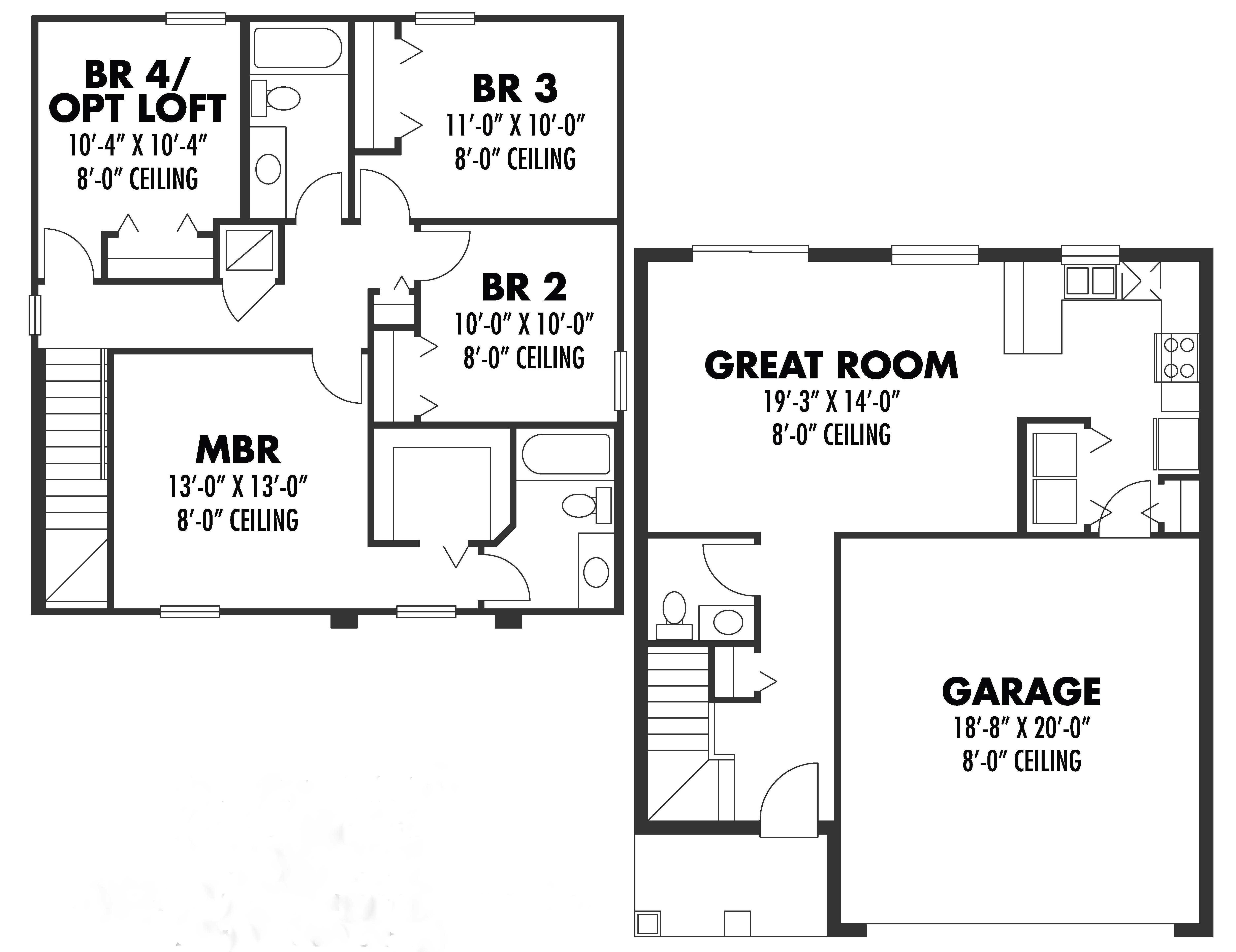 Floor Plan First Story of European Plan #159-1021