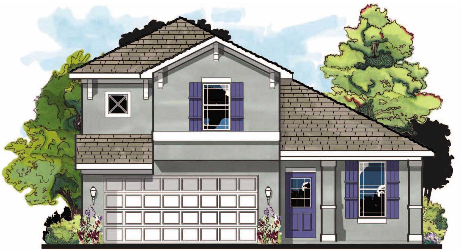 This is the front elevation for these Traditional House Plans.