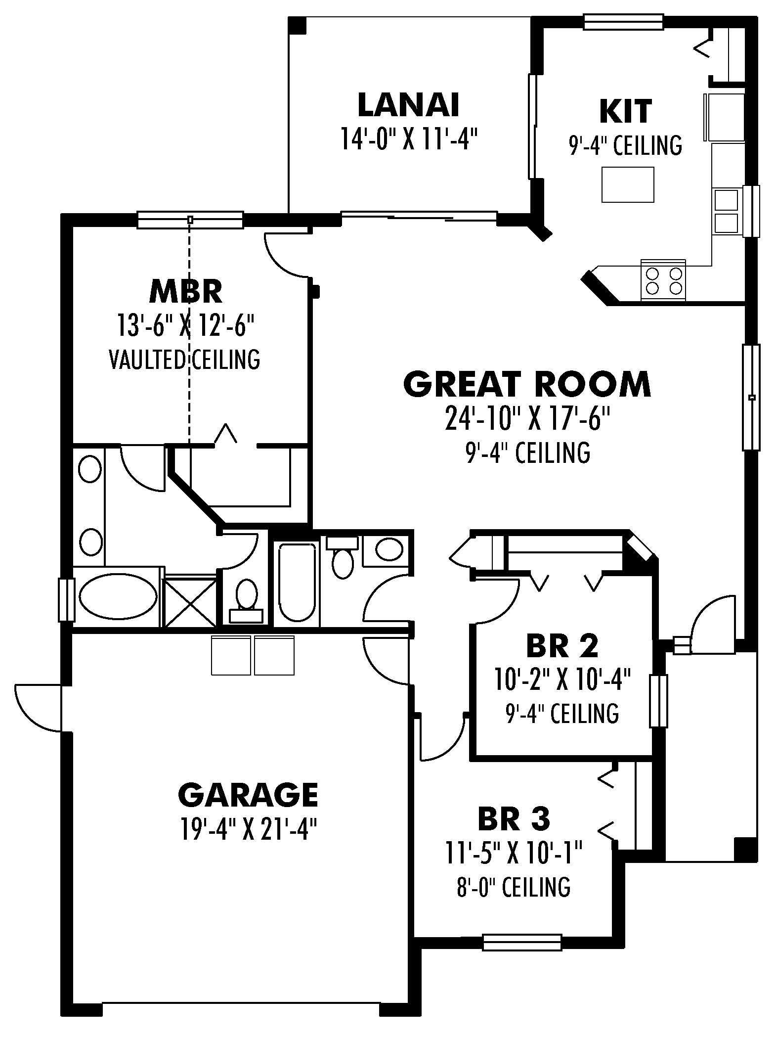 Floor Plan First Story of Mediterranean Plan #159-1023