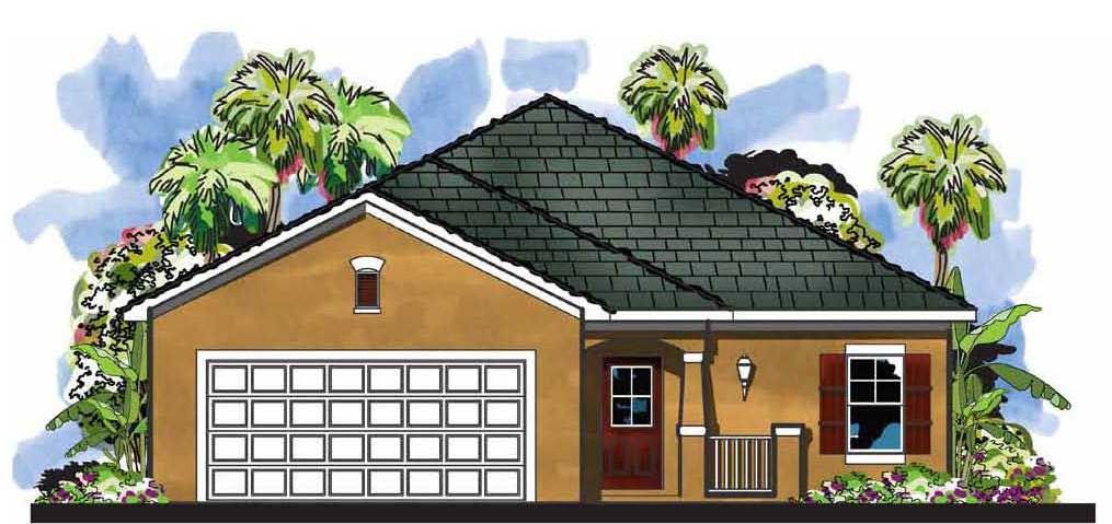 This is the front elevation for these Traditional Home Plans.