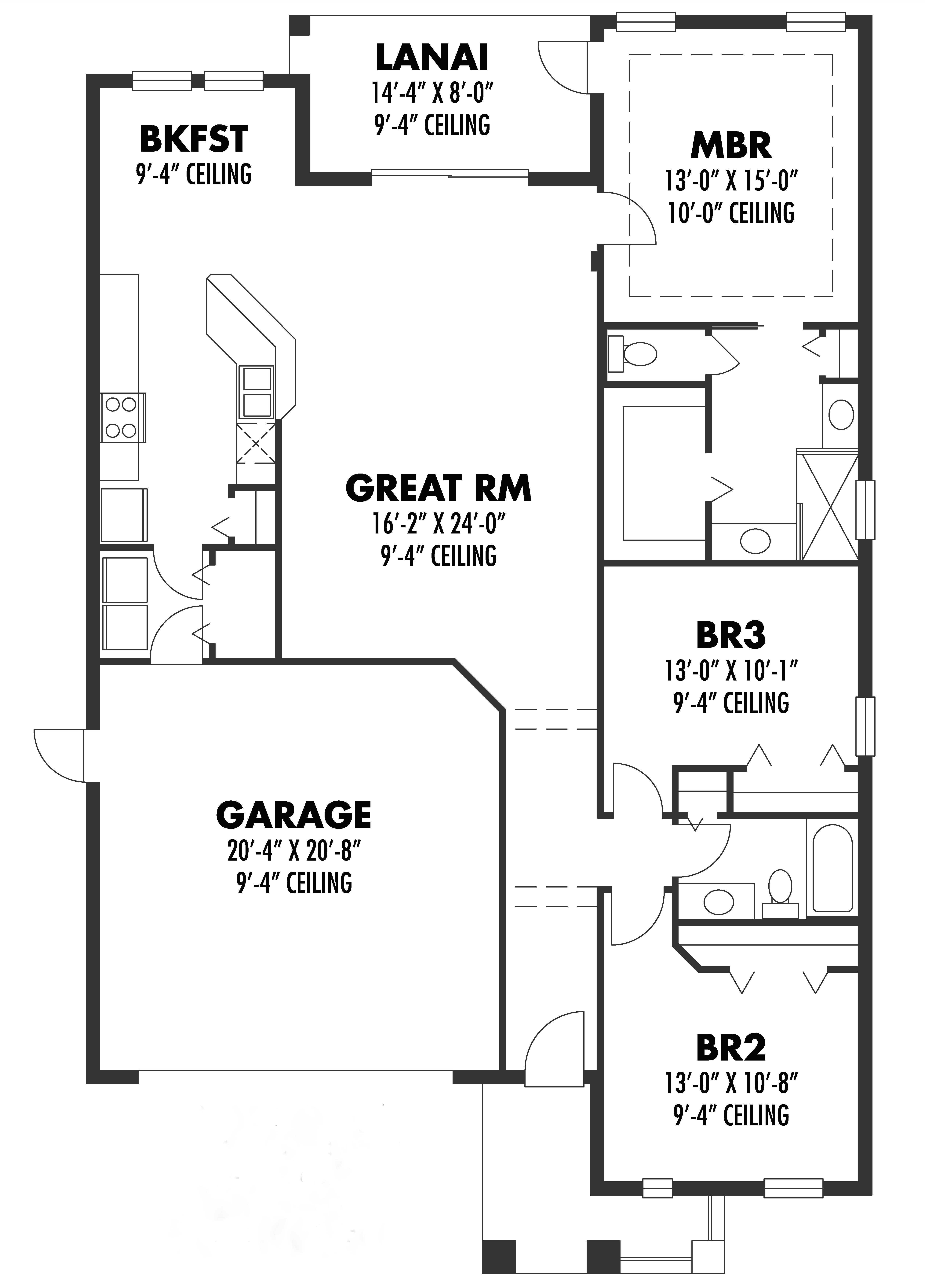 Floor Plan First Story of European Plan #159-1026