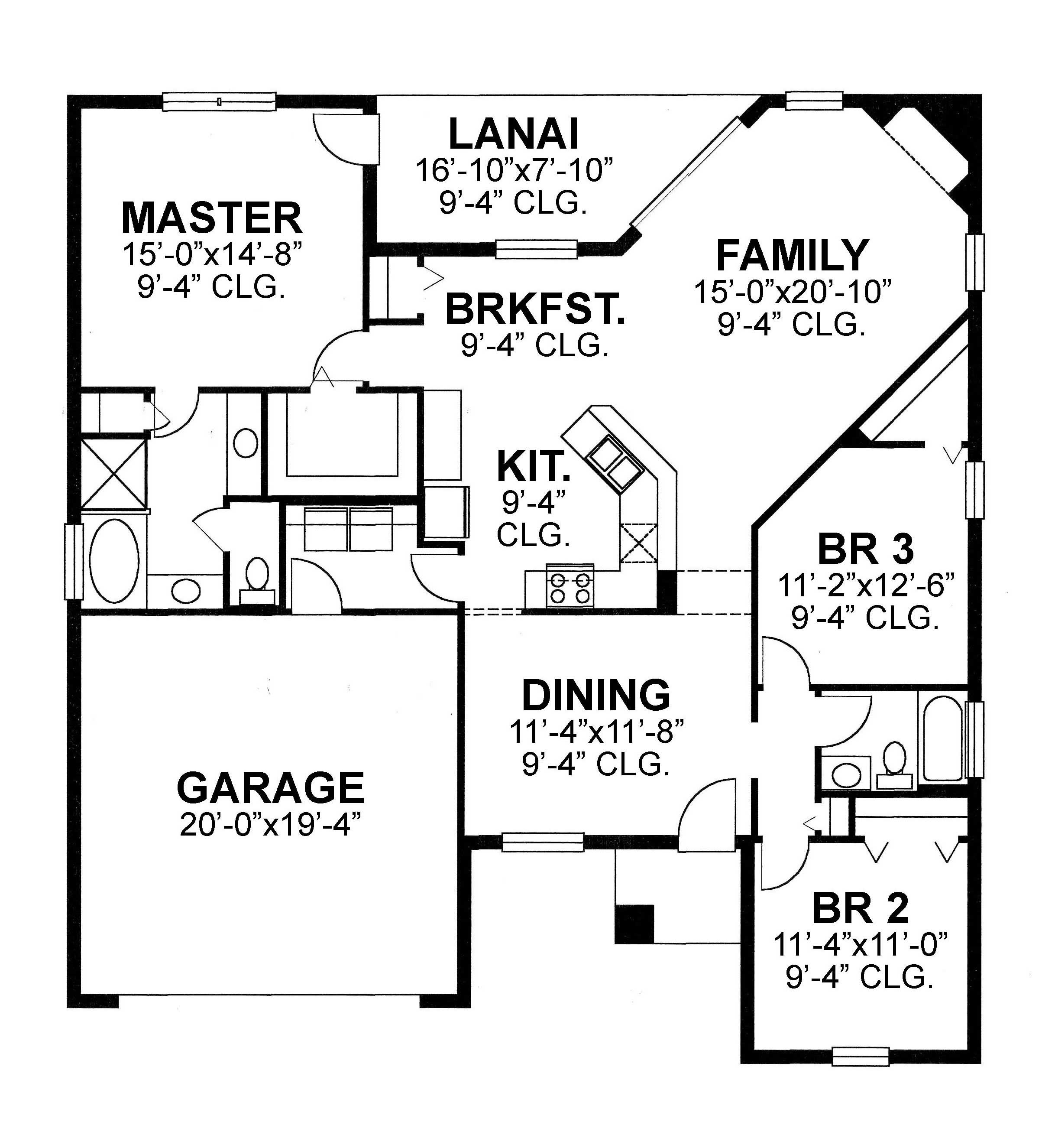Floor Plan First Story of Country Plan #159-1027