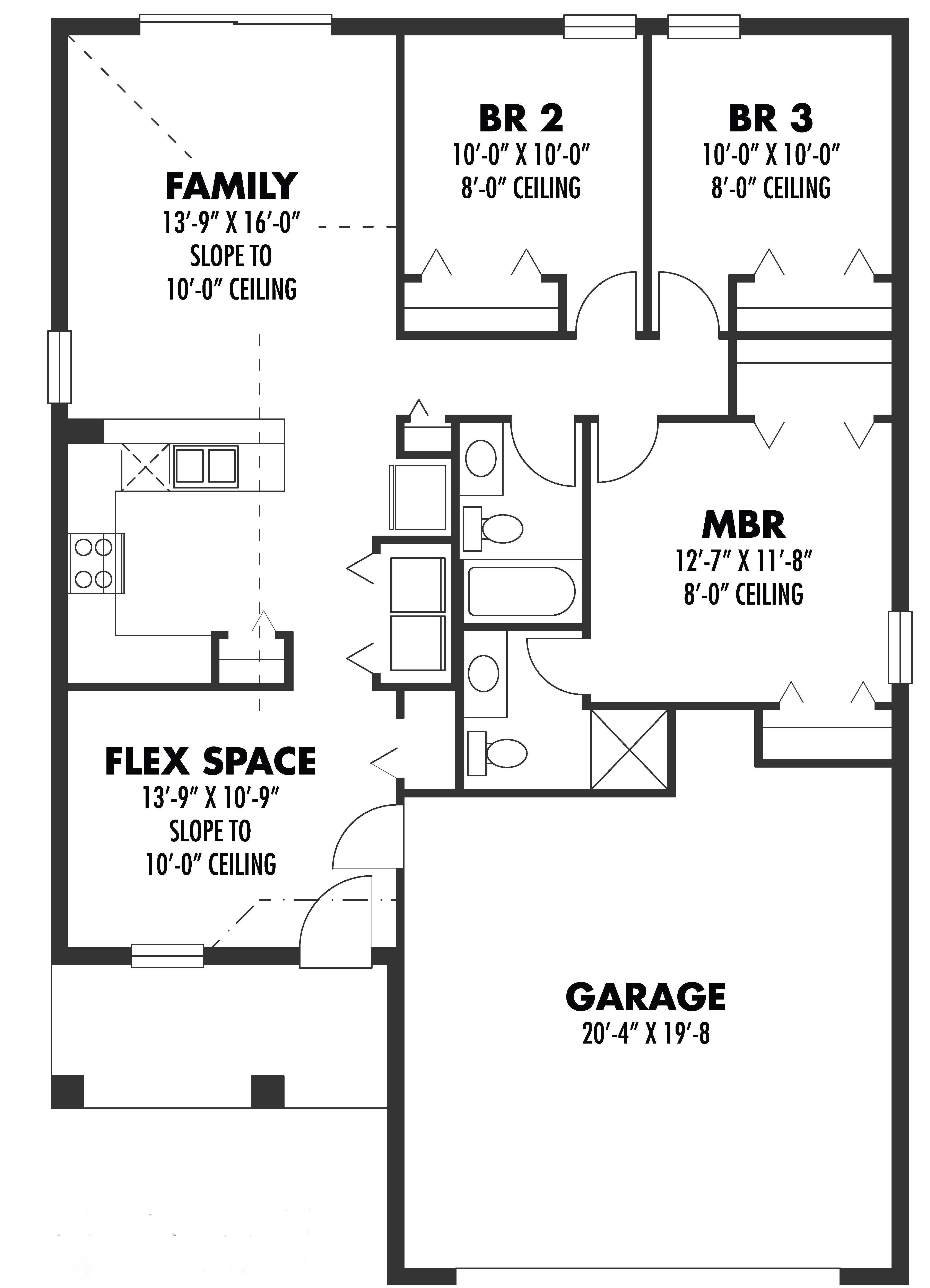 Floor Plan First Story of Small House Plans #159-1029