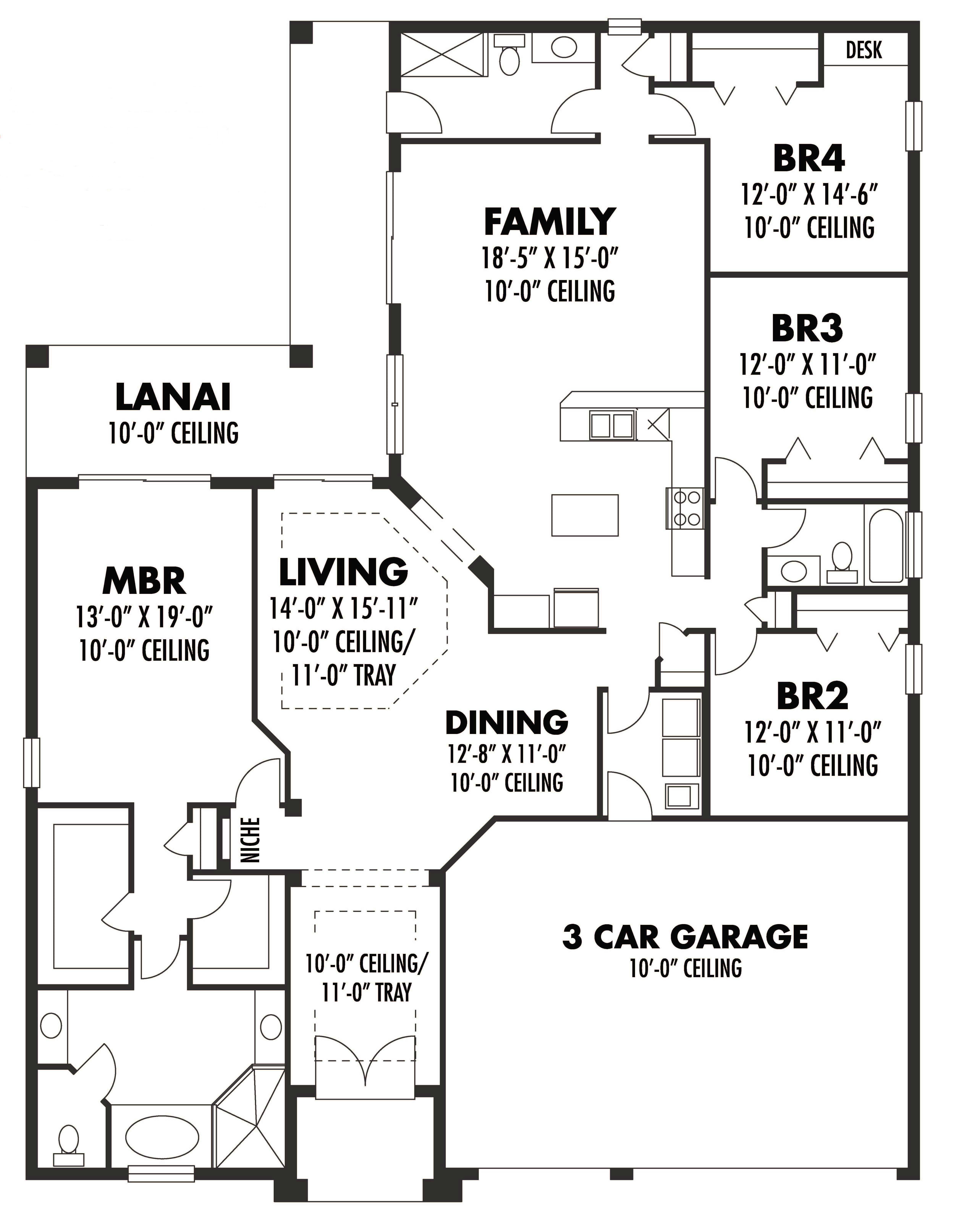 Floor Plan First Story of Craftsman Plan #159-1030
