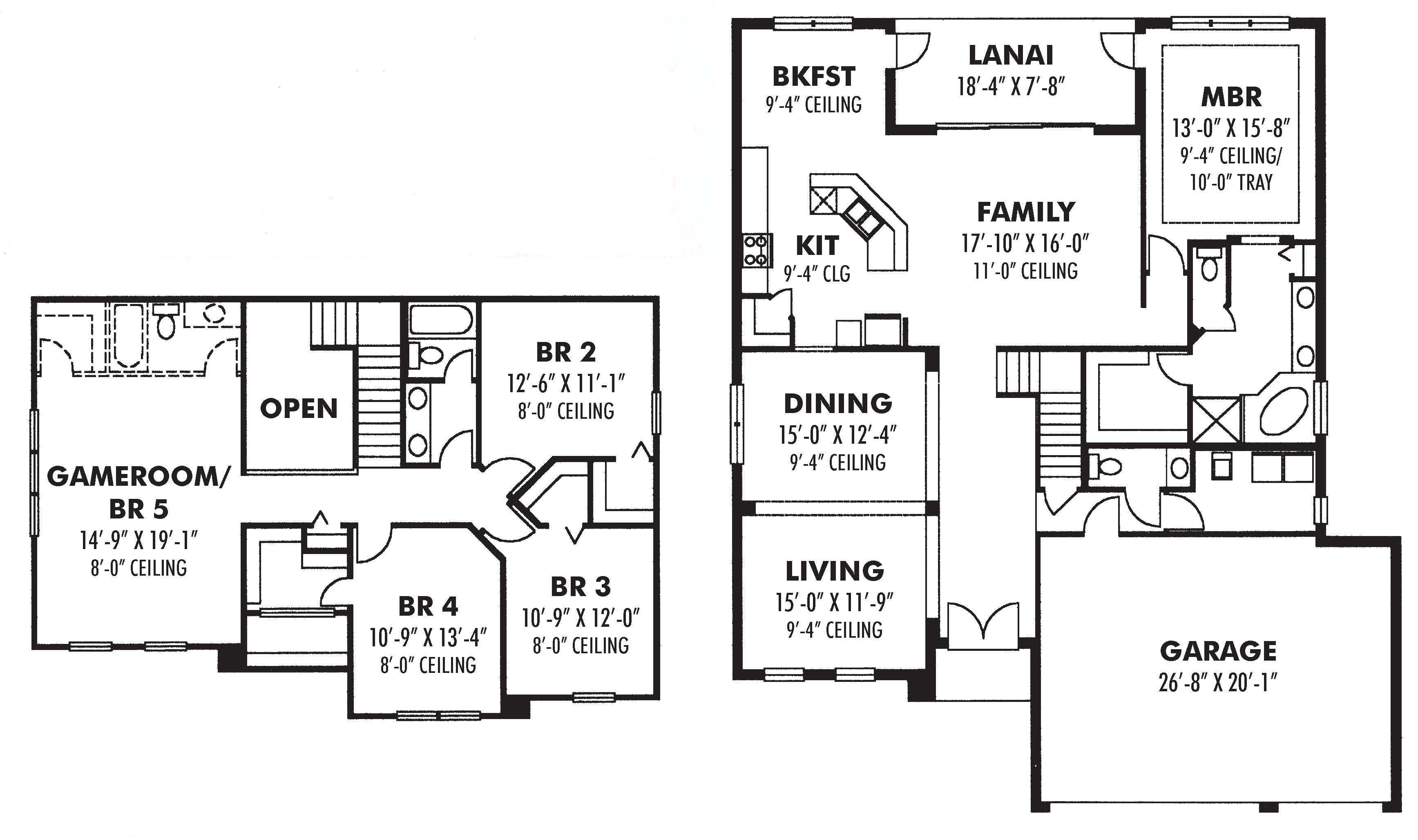 Floor Plan First Story of Mediterranean Plan #159-1032