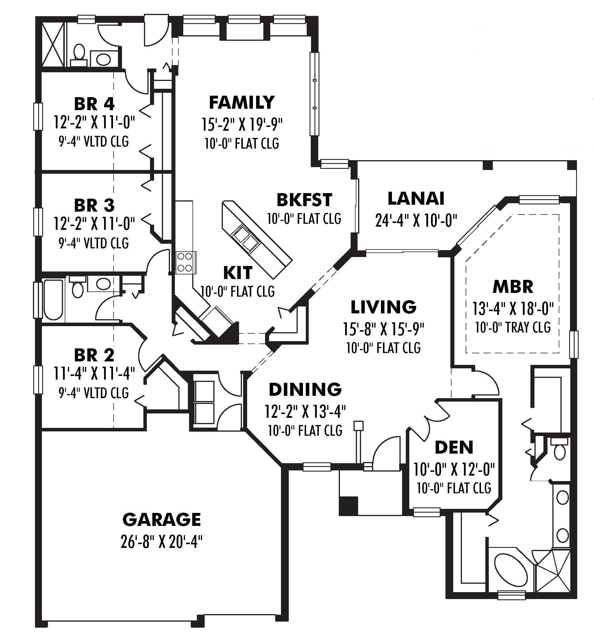 Floor Plan First Story of Ranch Plan #159-1033