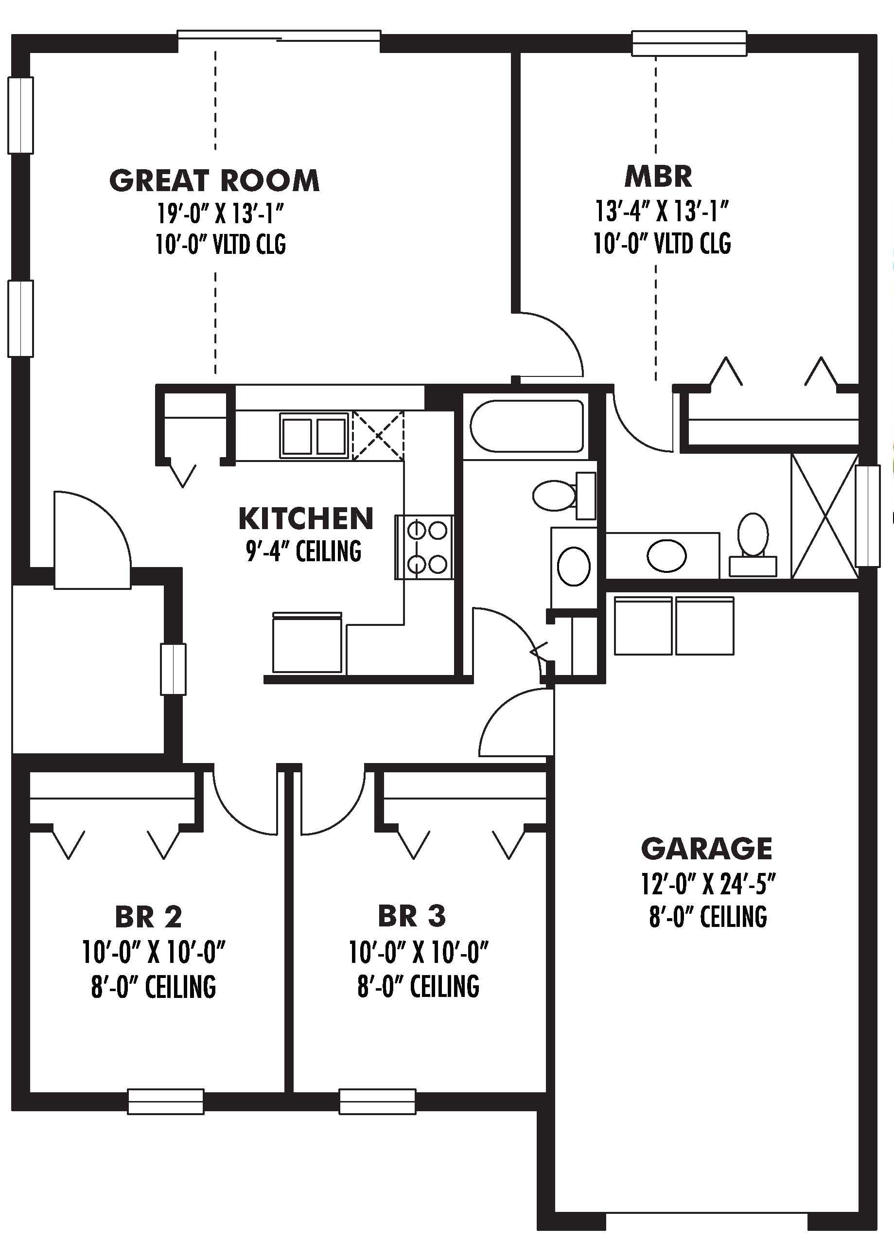 Floor Plan First Story of European Plan #159-1036