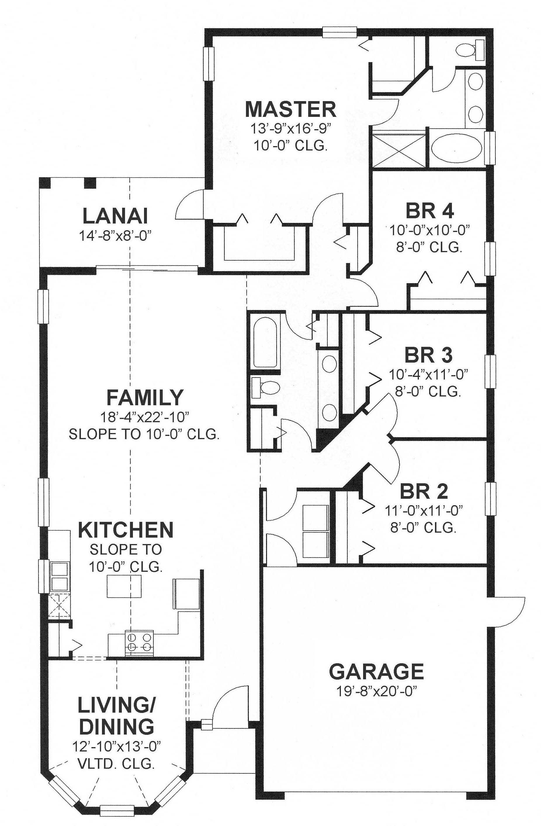 Floor Plan First Story of European Plan #159-1041