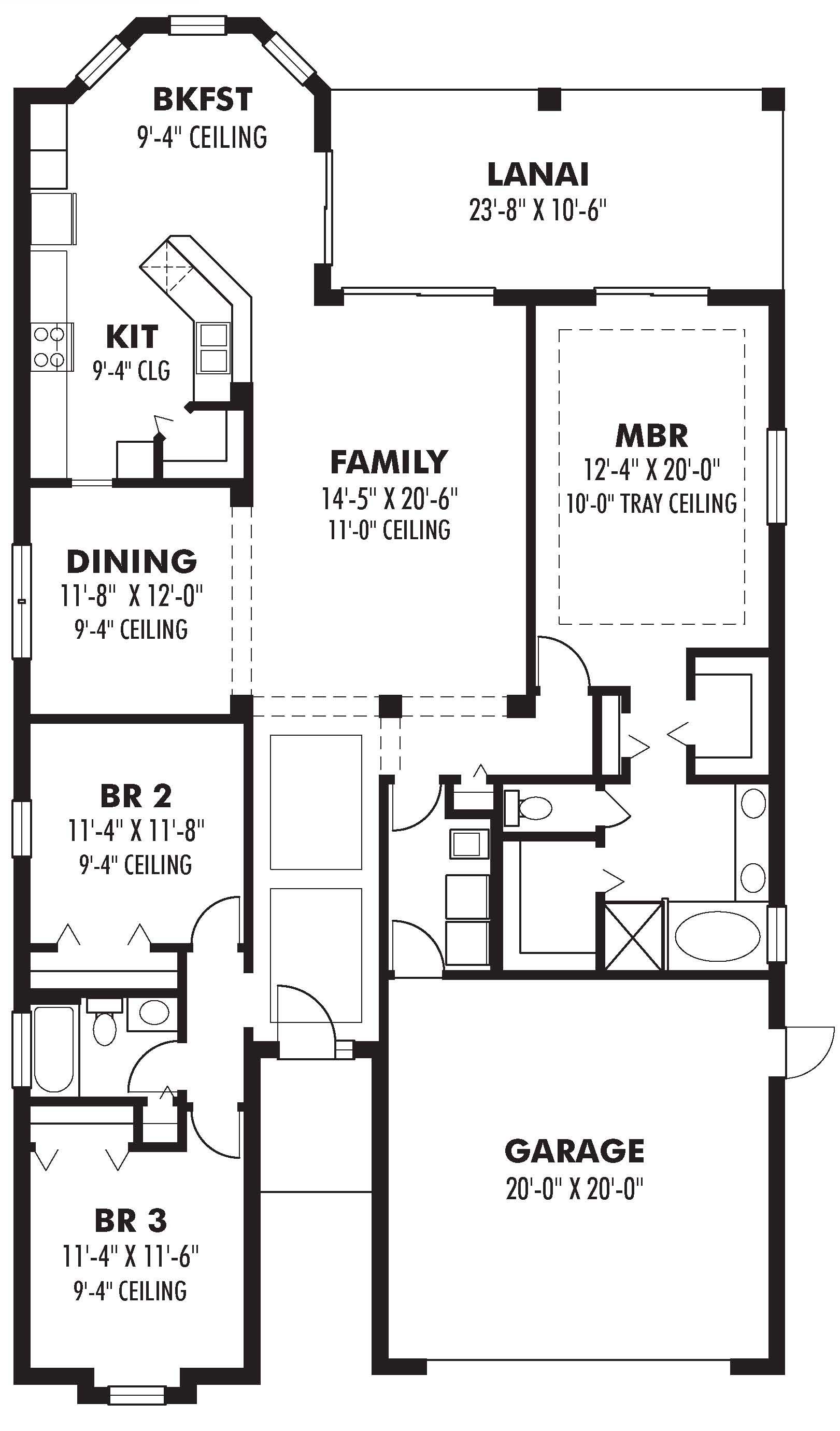 Floor Plan First Story of Bungalow Plan #159-1043
