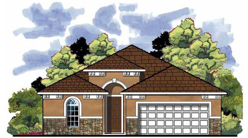 This is the front elevation of these Craftsman Home Plans.