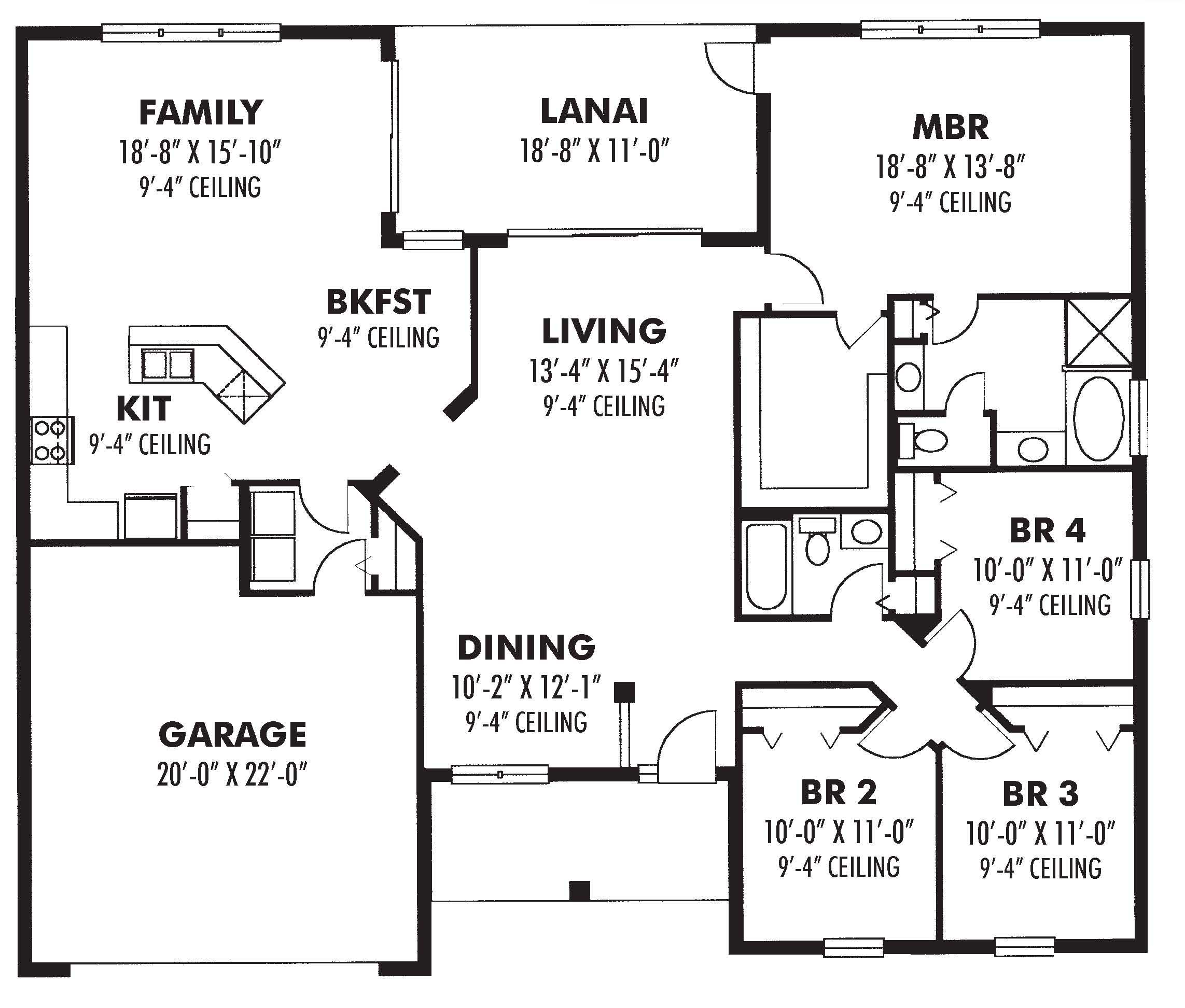 Floor Plan First Story of European Plan #159-1045