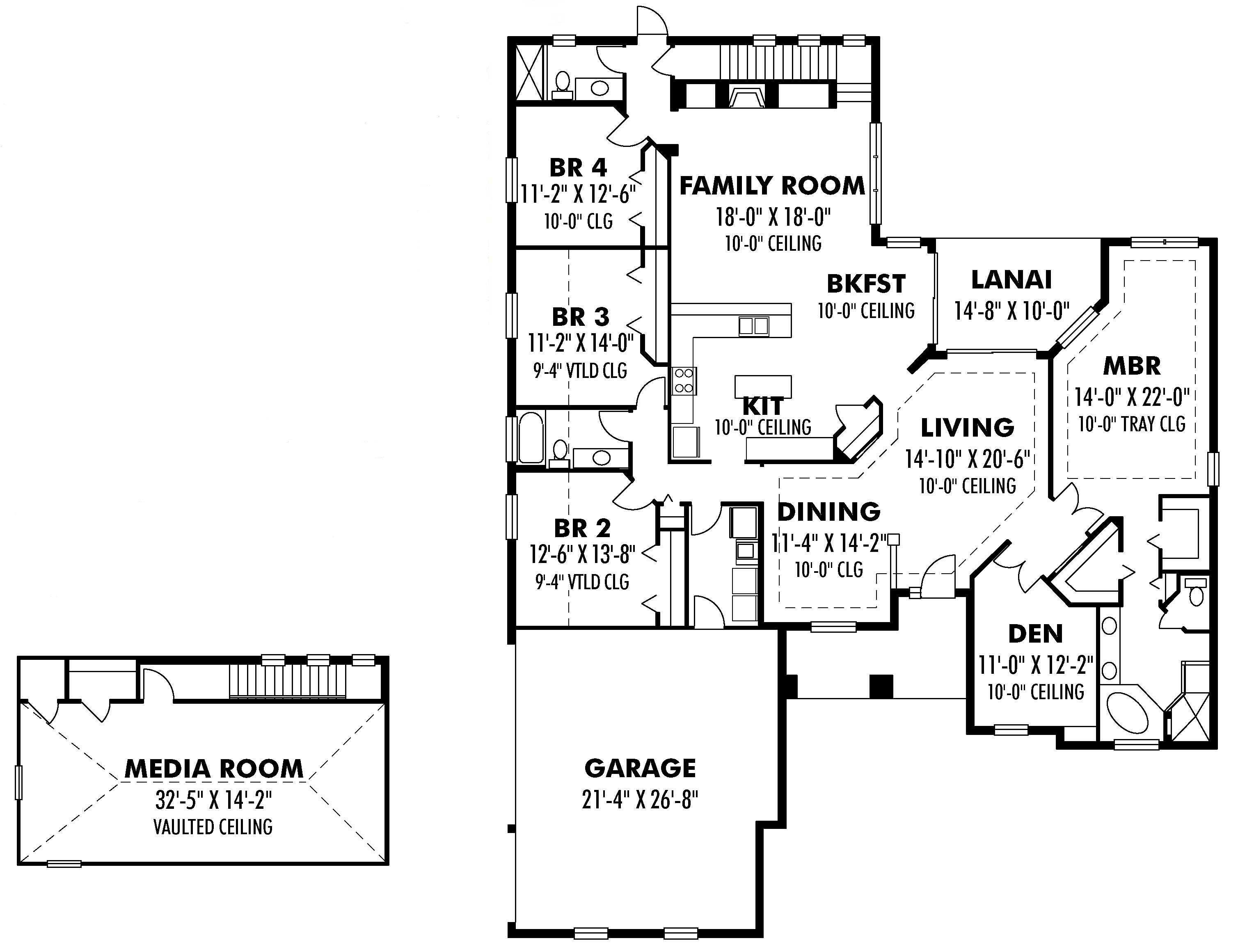 Floor Plan First Story of Mediterranean Plan #159-1046