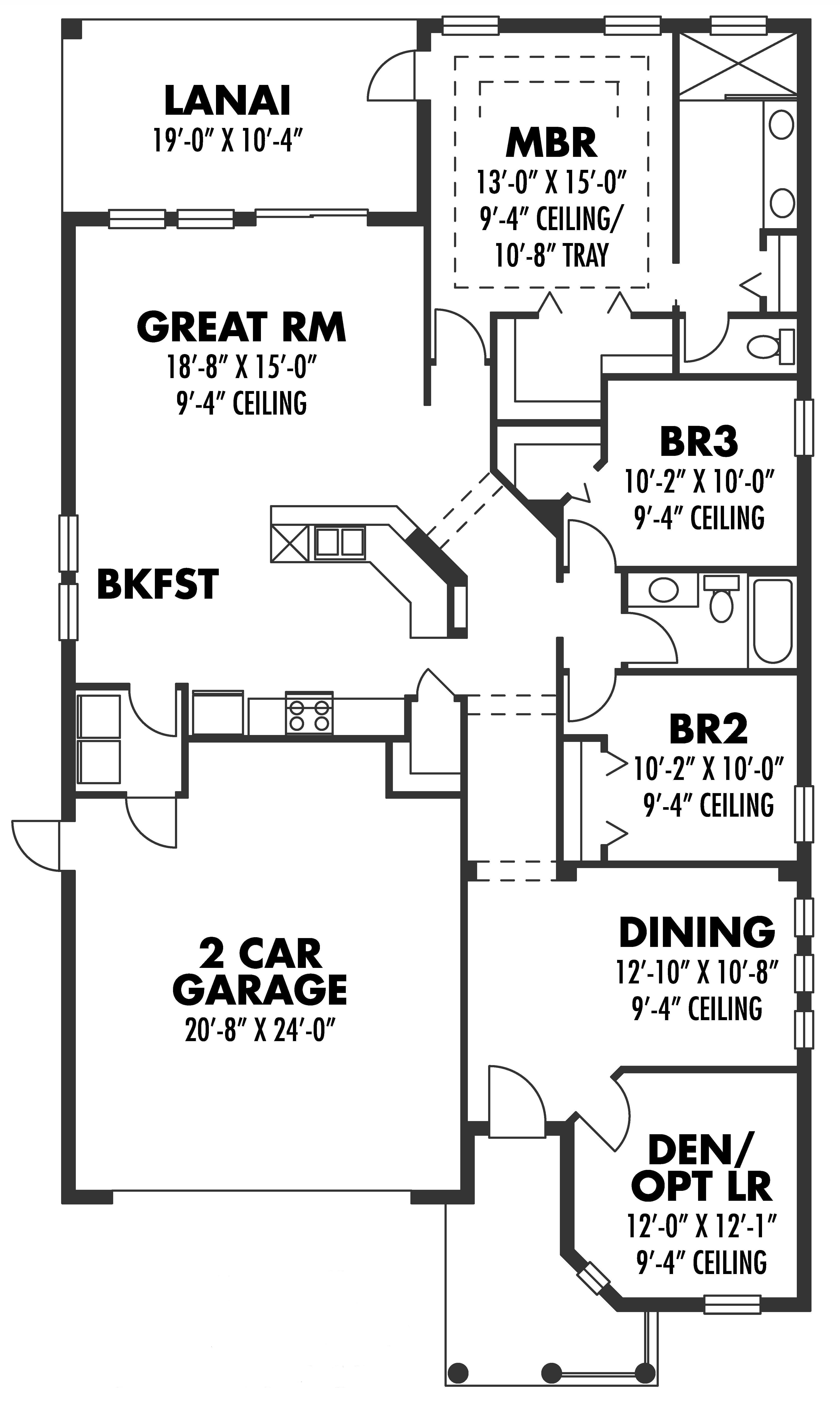 Floor Plan First Story of European Plan #159-1047