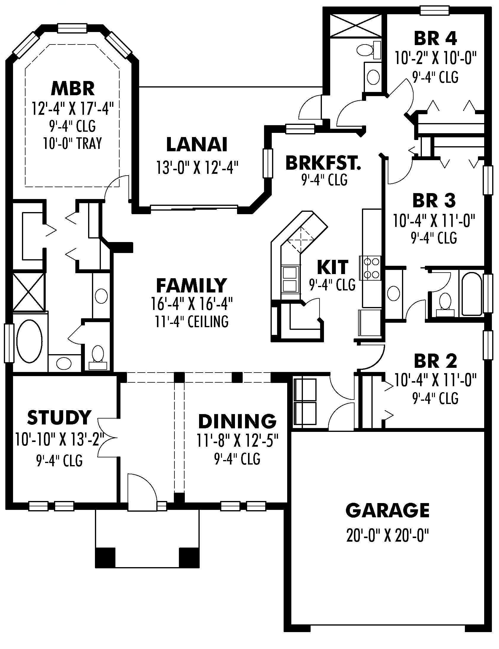 Floor Plan First Story of European Plan #159-1049