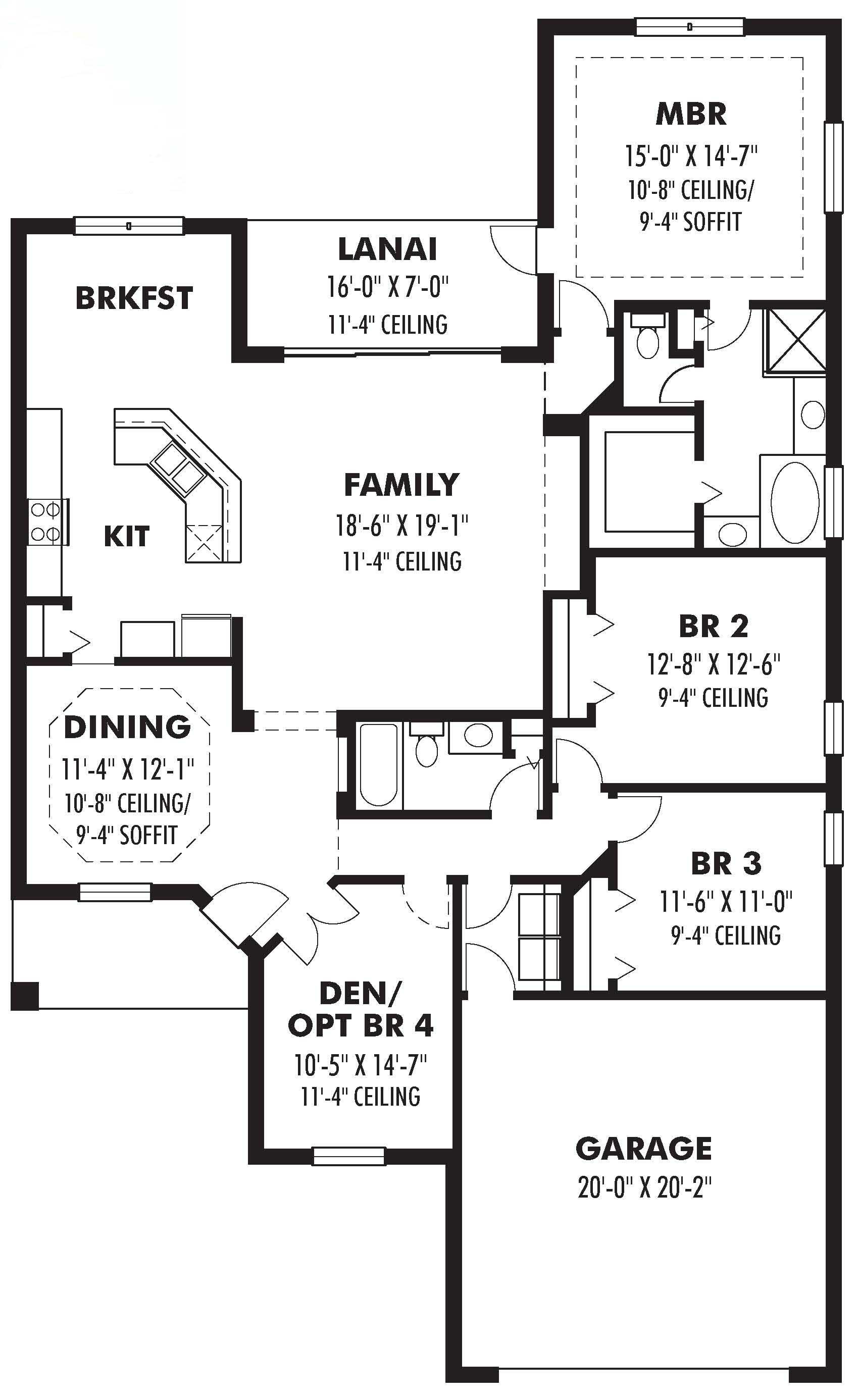 Floor Plan First Story of Mediterranean Plan #159-1051