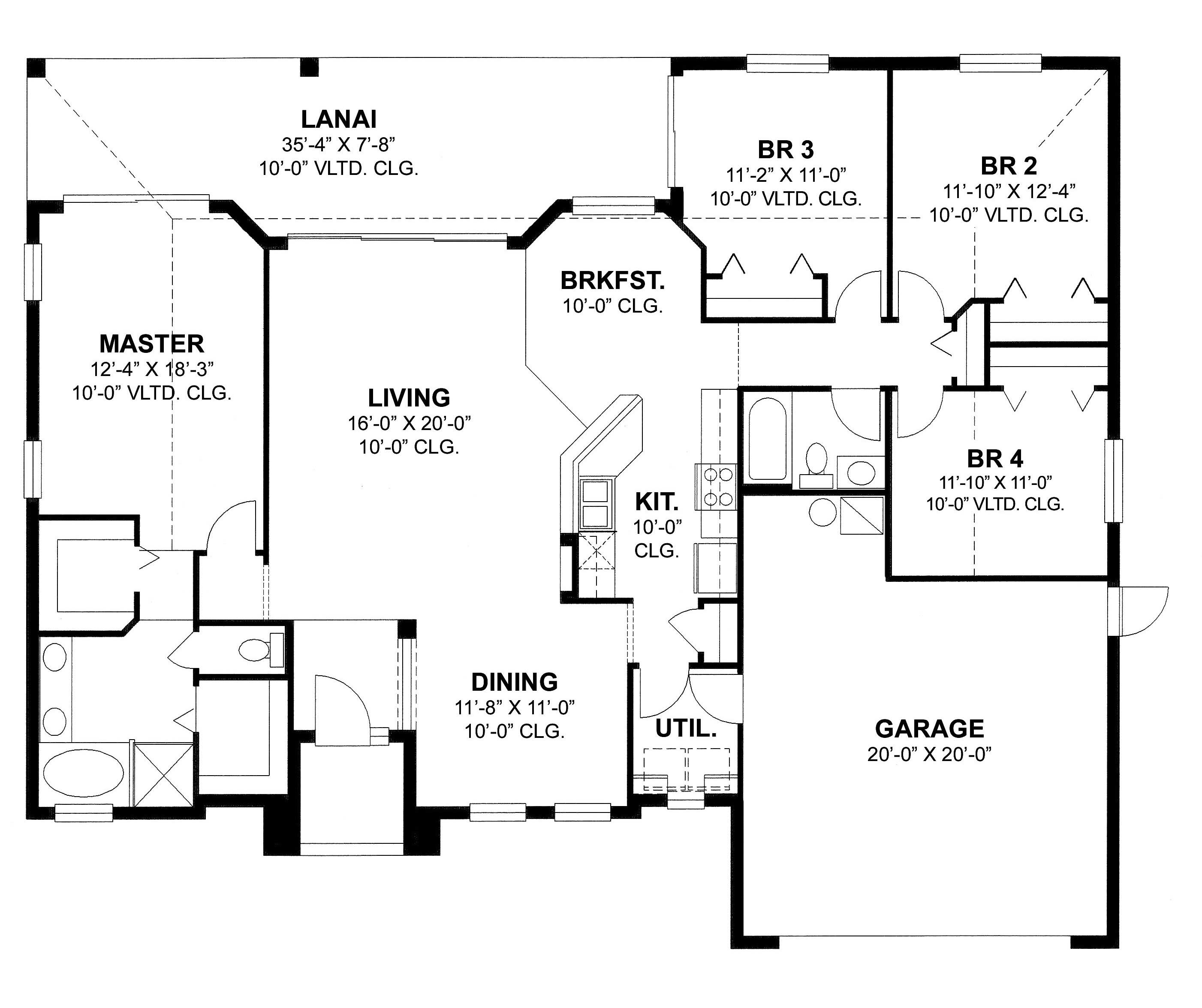 Floor Plan First Story of European Plan #159-1052