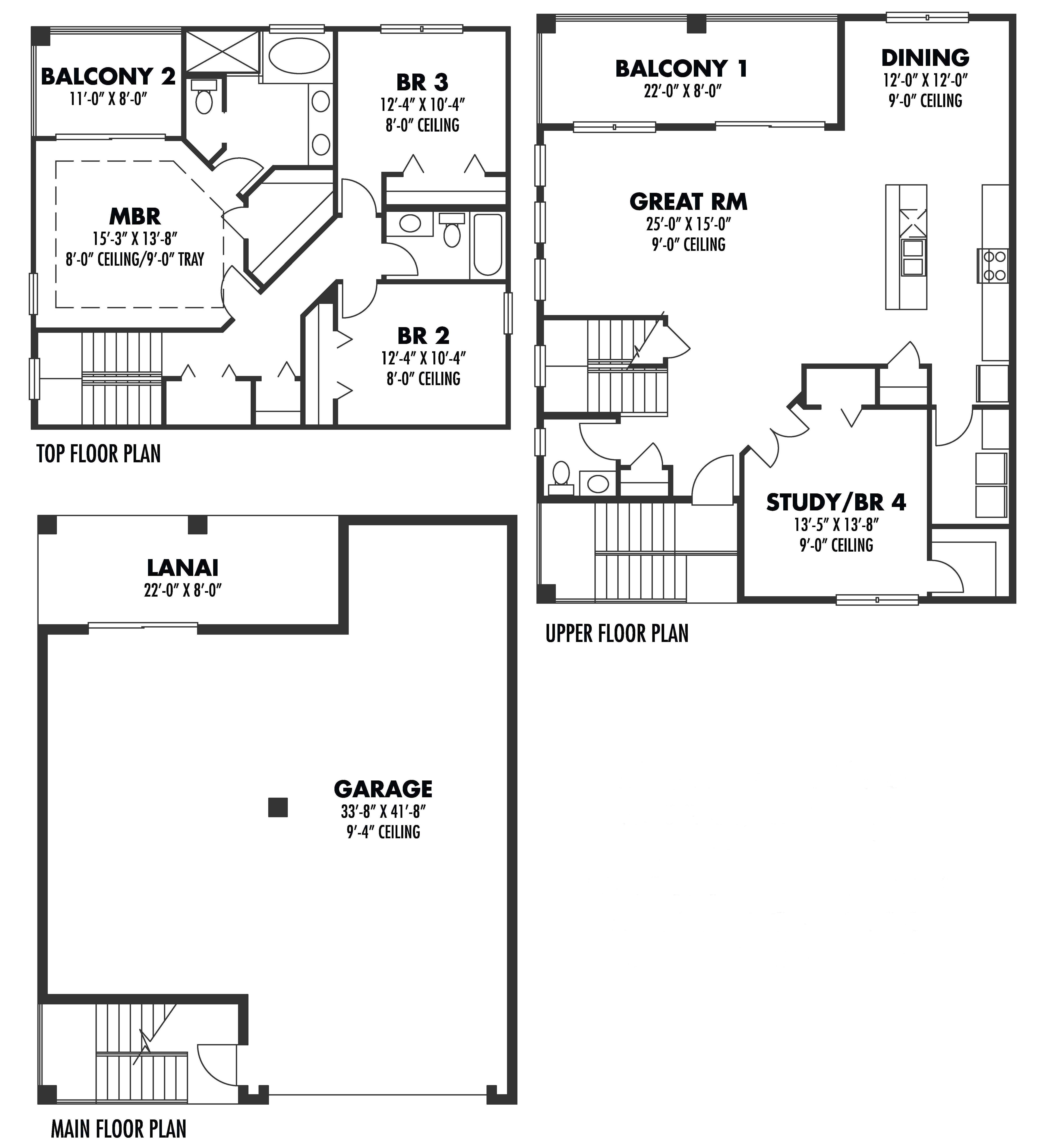 Floor Plan First Story of Mediterranean Plan #159-1054