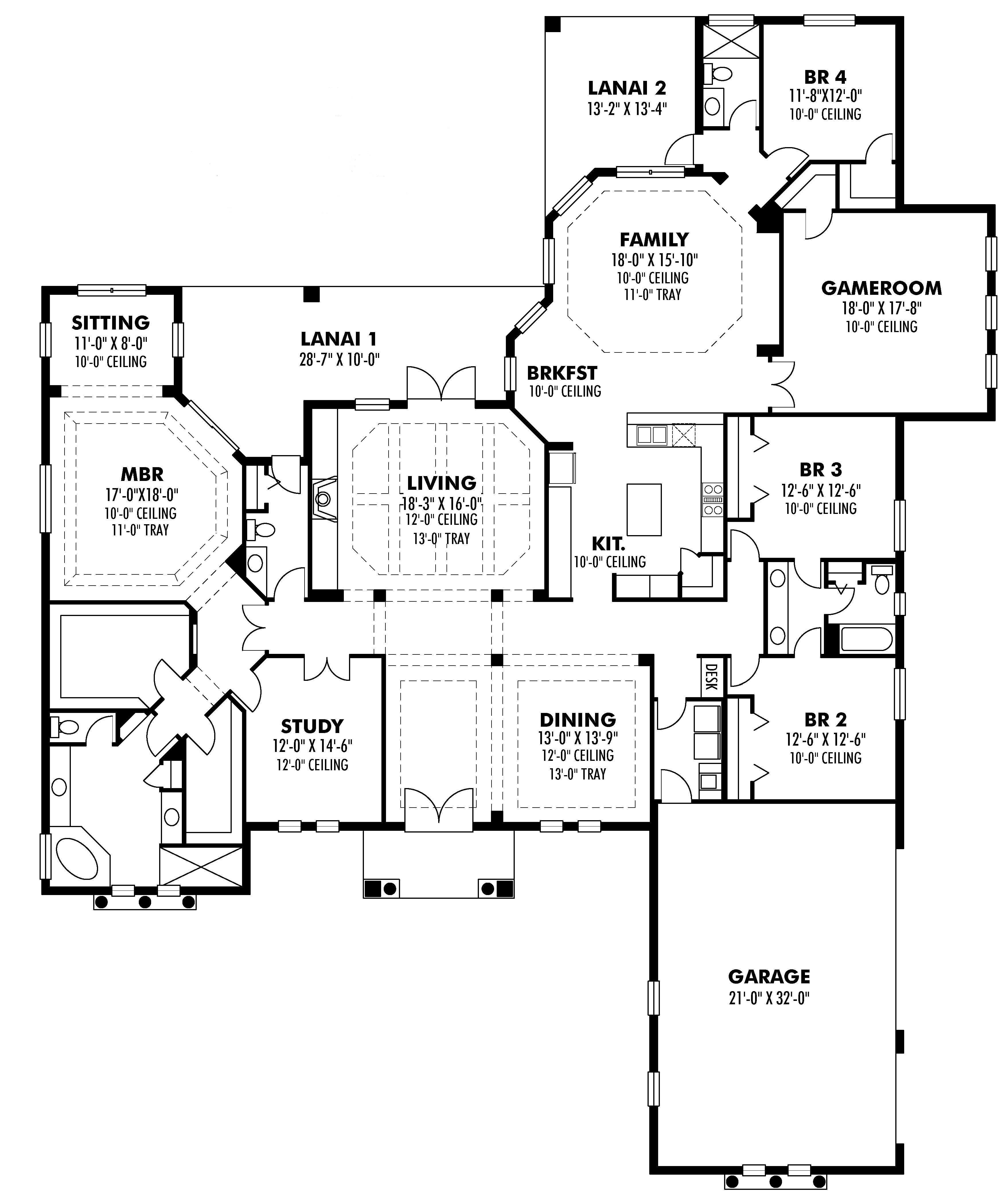 Floor Plan First Story of European Plan #159-1058