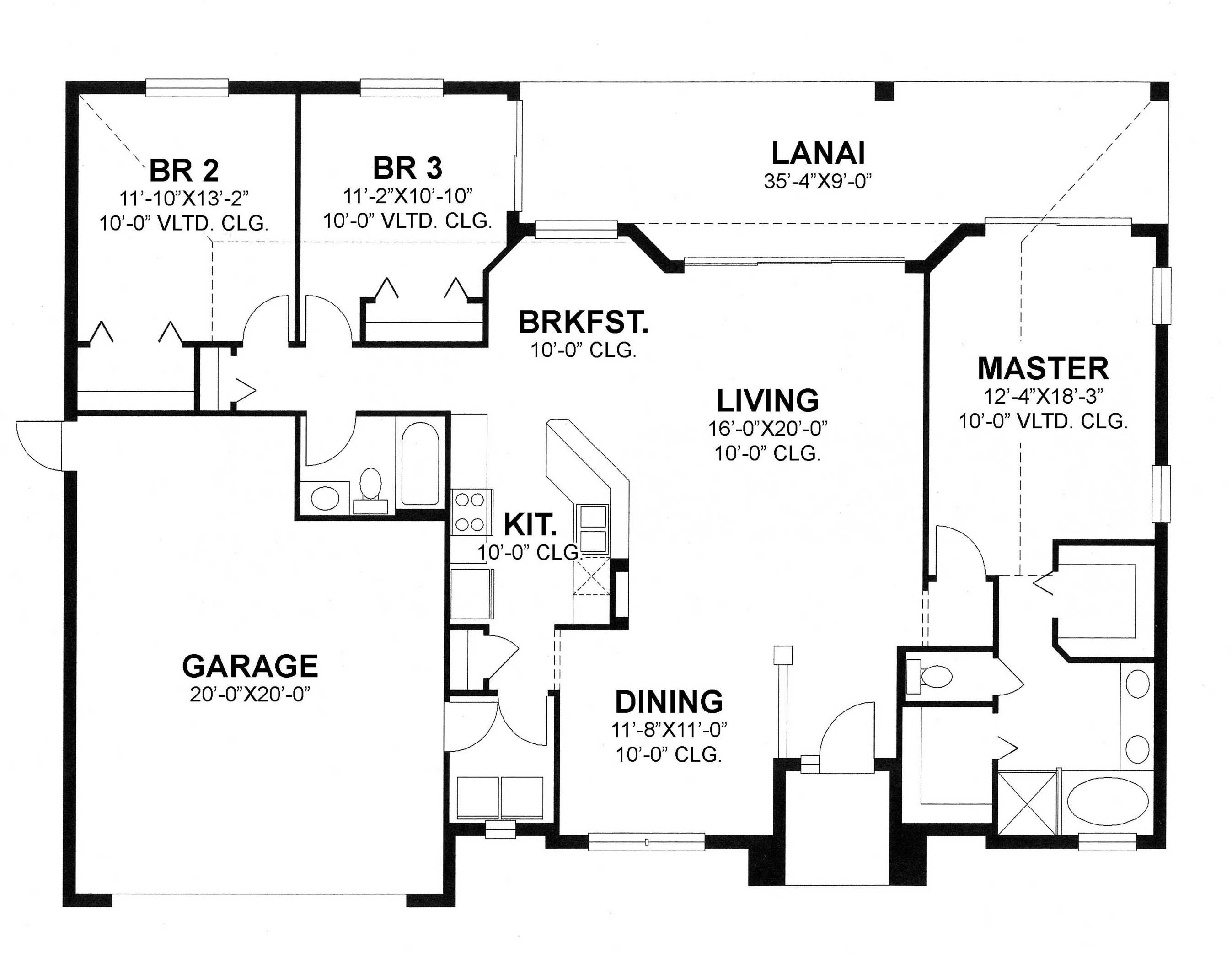 Floor Plan First Story of Country Plan #159-1063