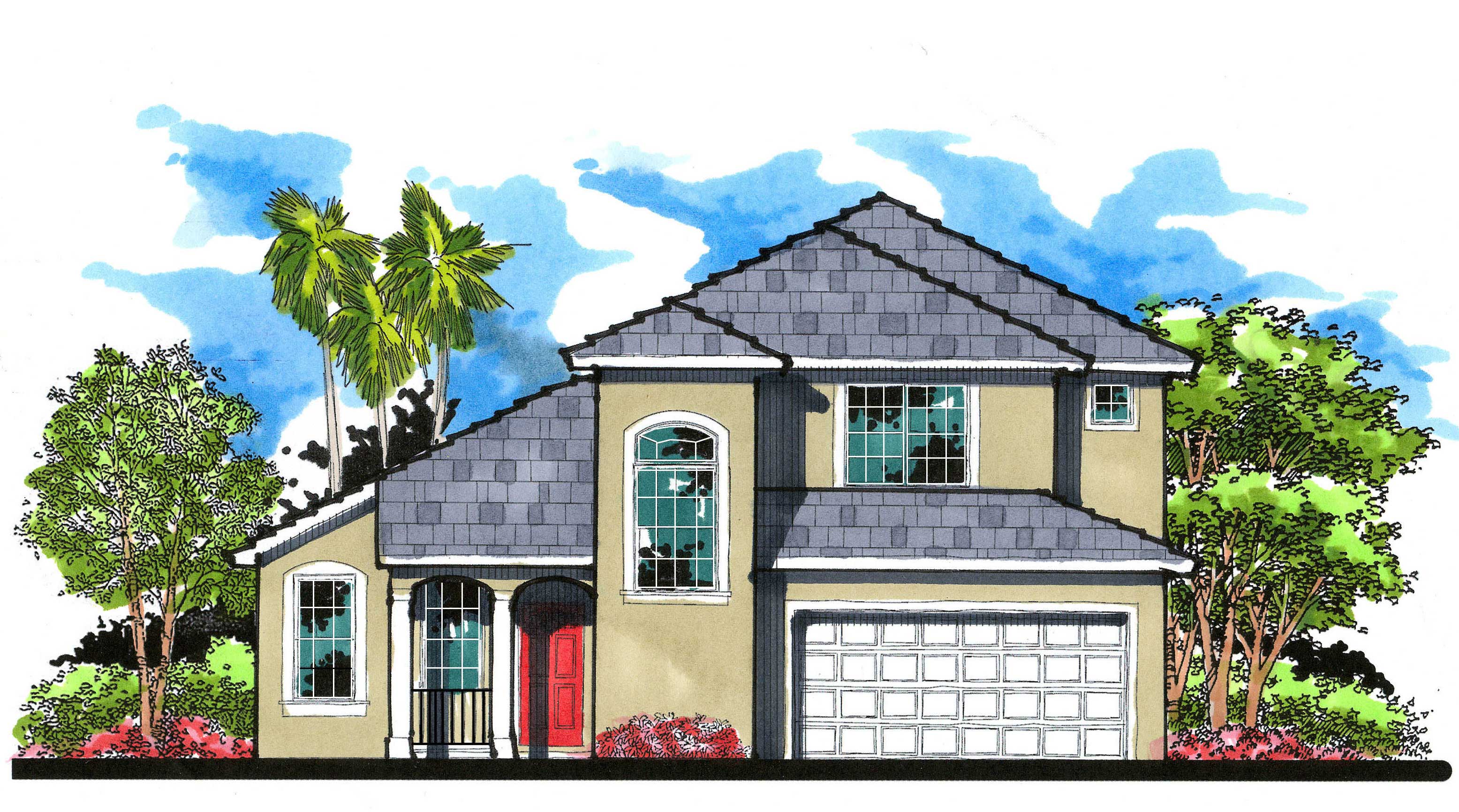 This is the elevation for these Mediterranean Home Plans.