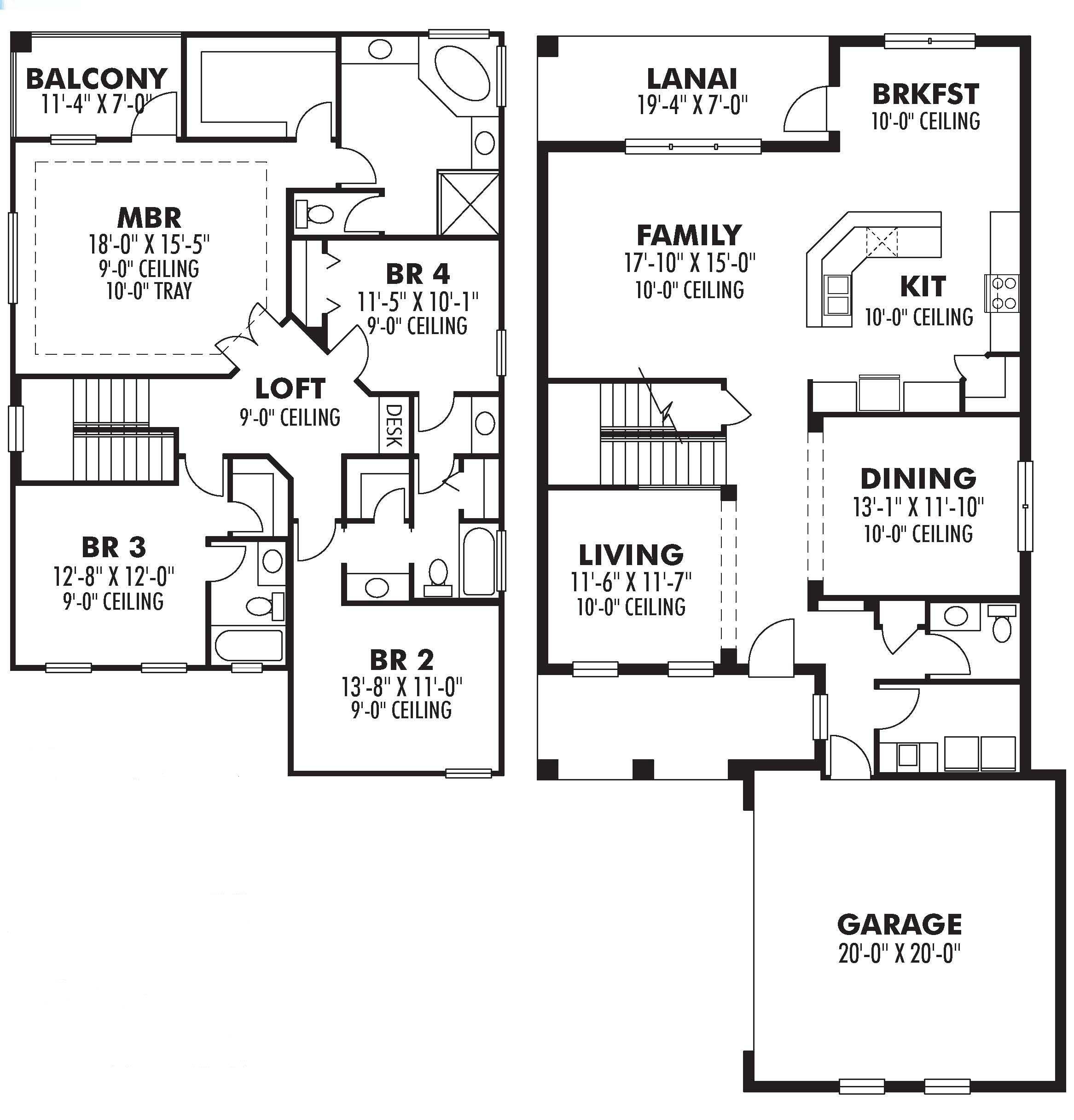 Floor Plan First Story of Mediterranean Plan #159-1068
