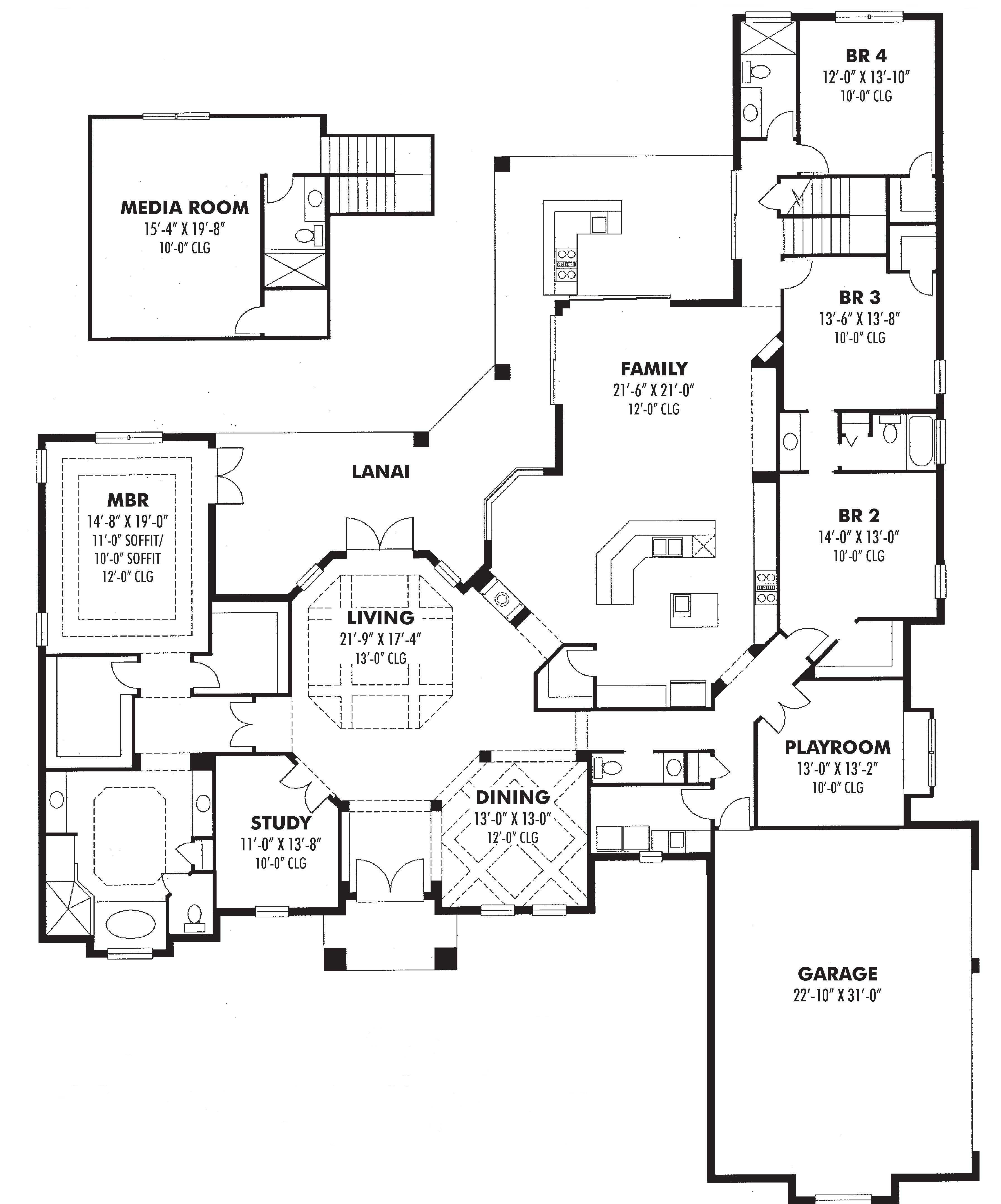 Floor Plan First Story of European Plan #159-1069