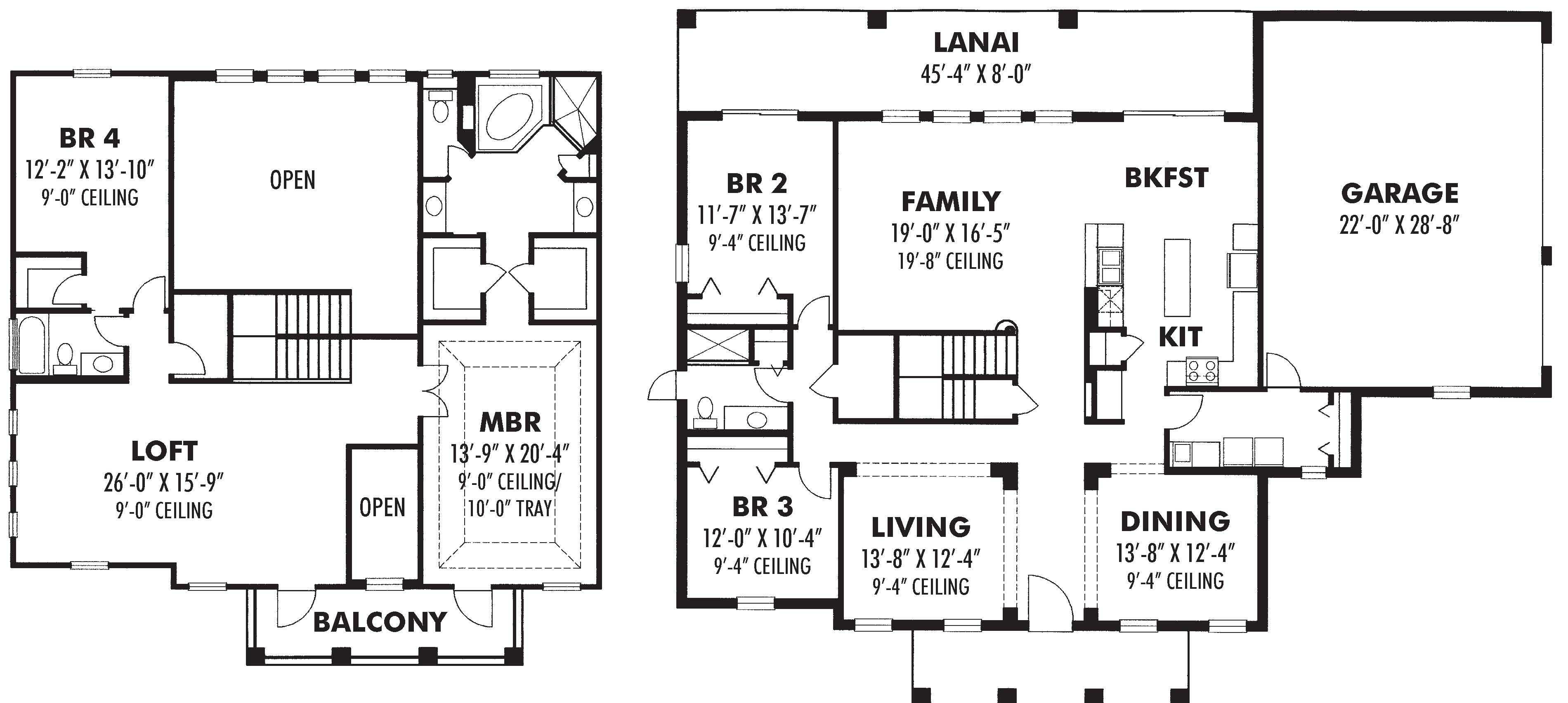 Floor Plan First Story of Colonial Plan #159-1074