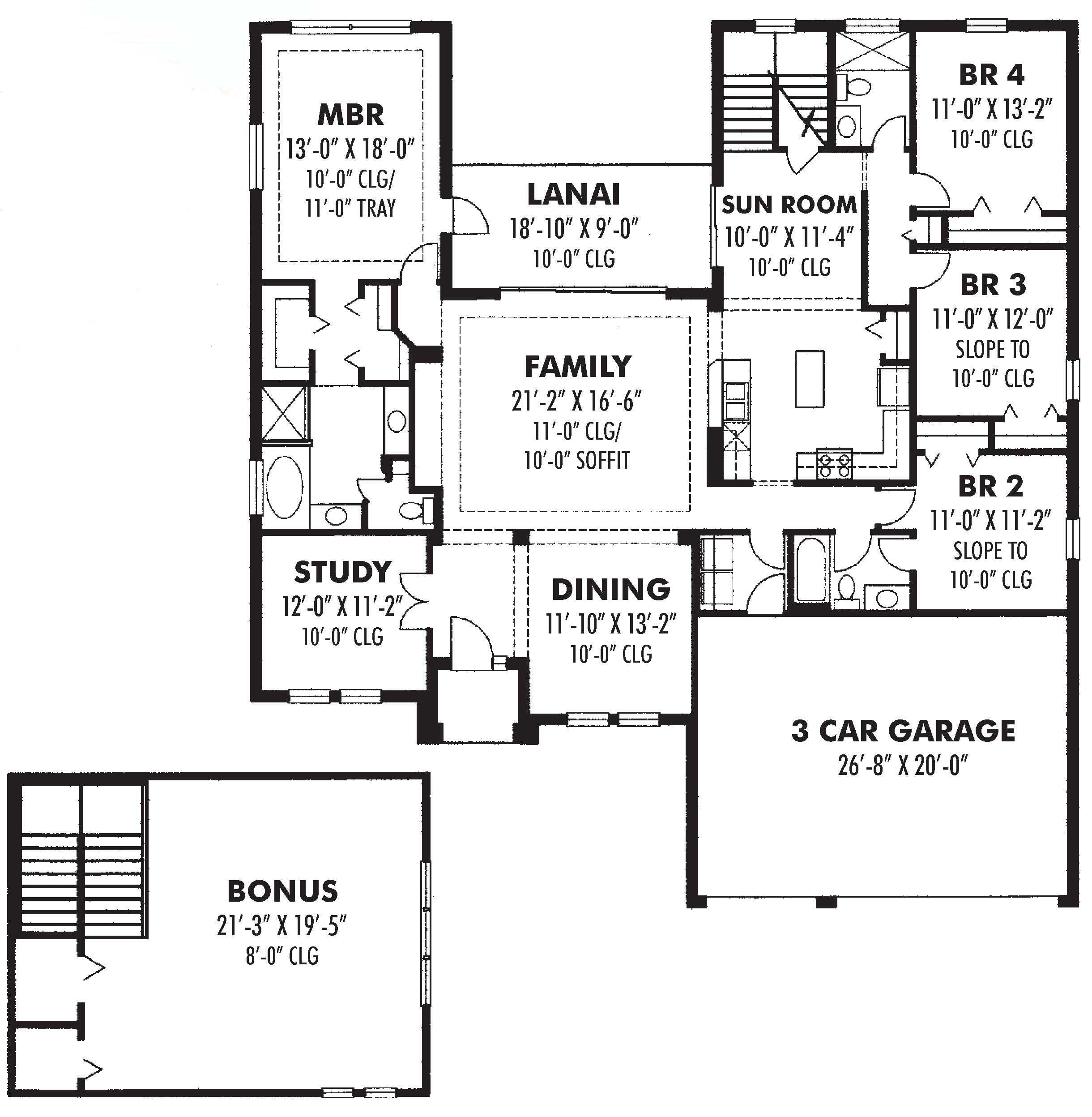 Floor Plan First Story of European Plan #159-1075