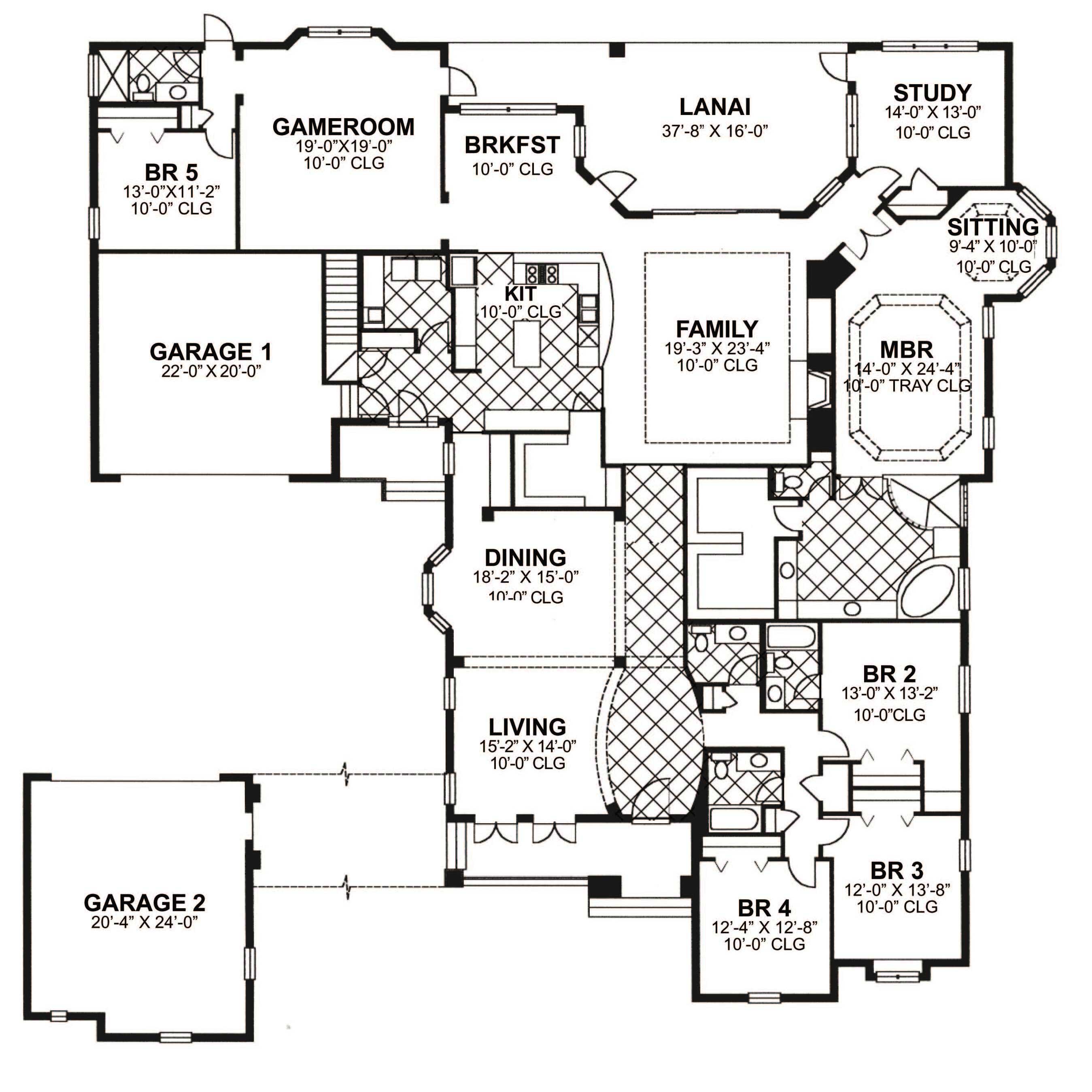 Floor Plan First Story of Country Plan #159-1077