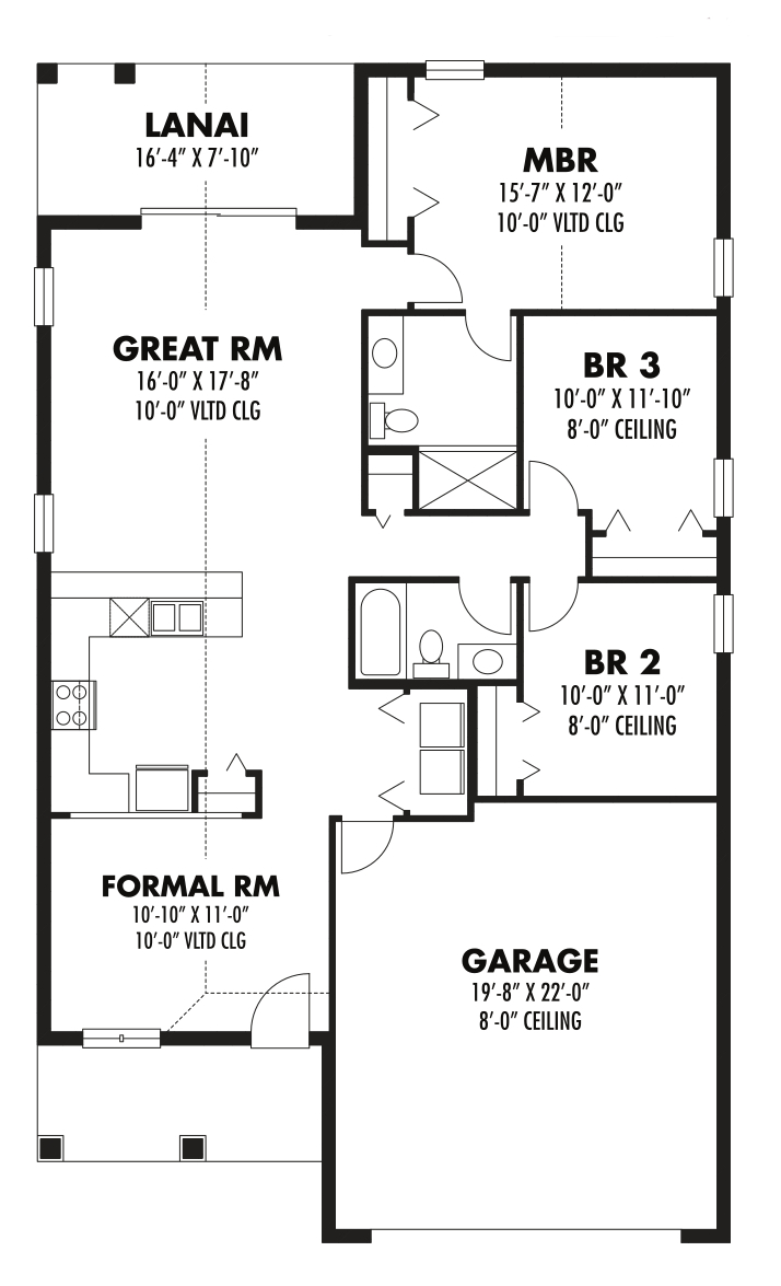 Floor Plan First Story of Craftsman Plan #159-1078