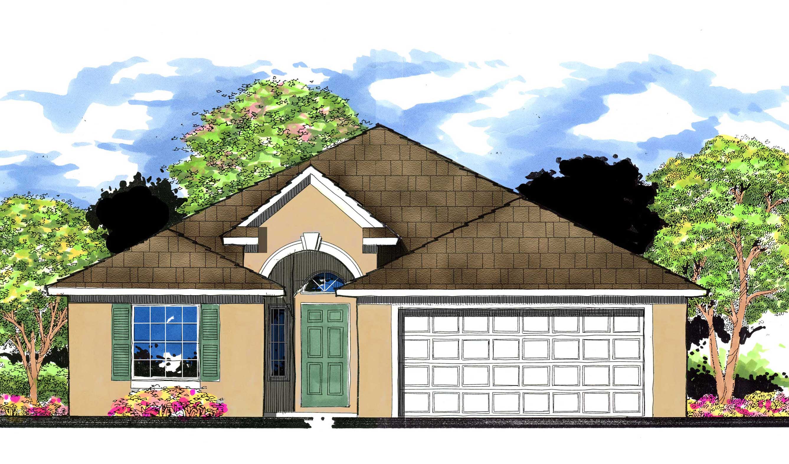 Front elevation of European home (ThePlanCollection: House Plan #159-1080)