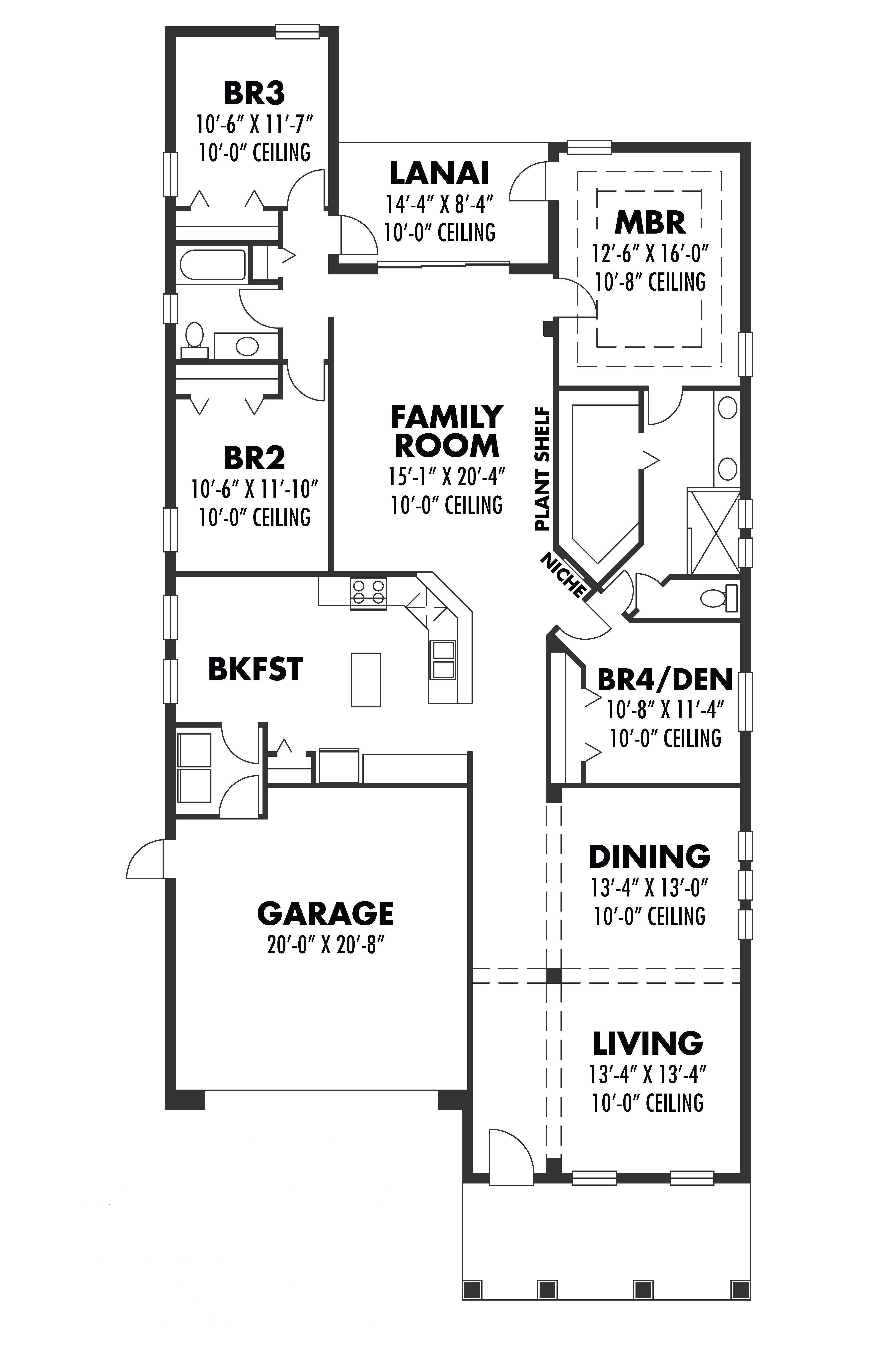 Floor Plan First Story of Country Plan #159-1085